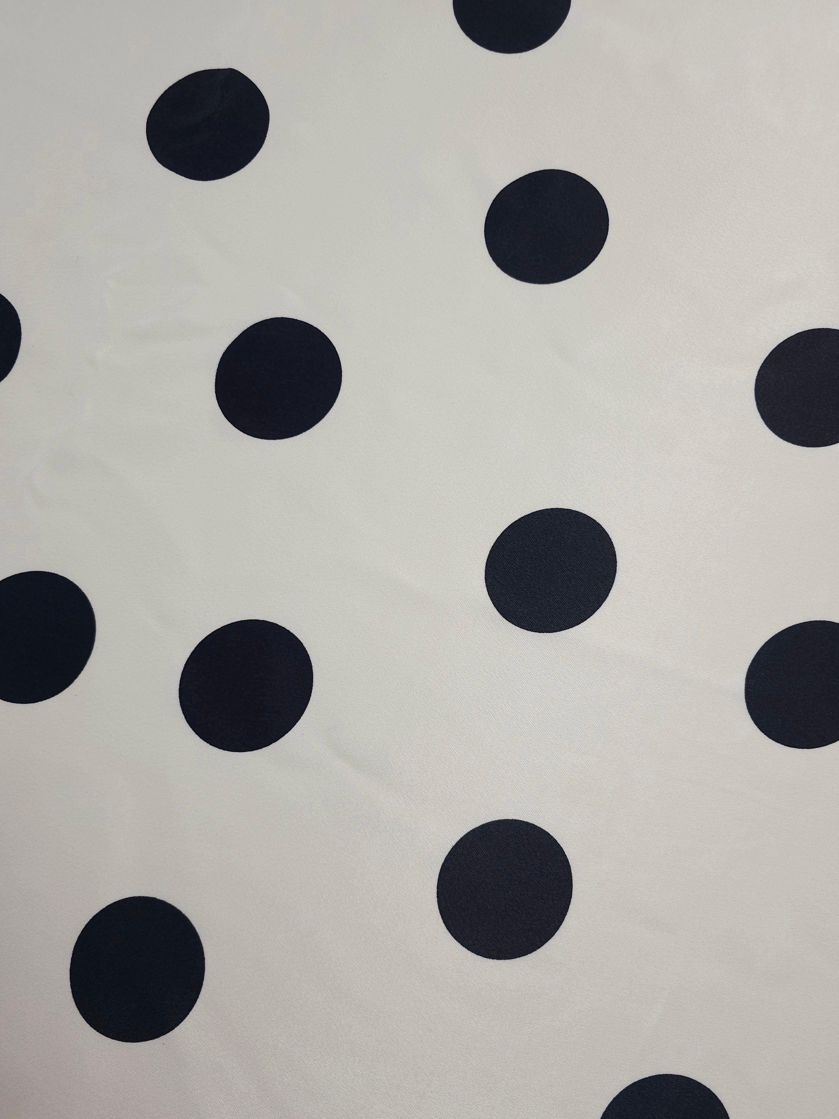 Light Cream/Black Large Polka Spot Viscose Satin