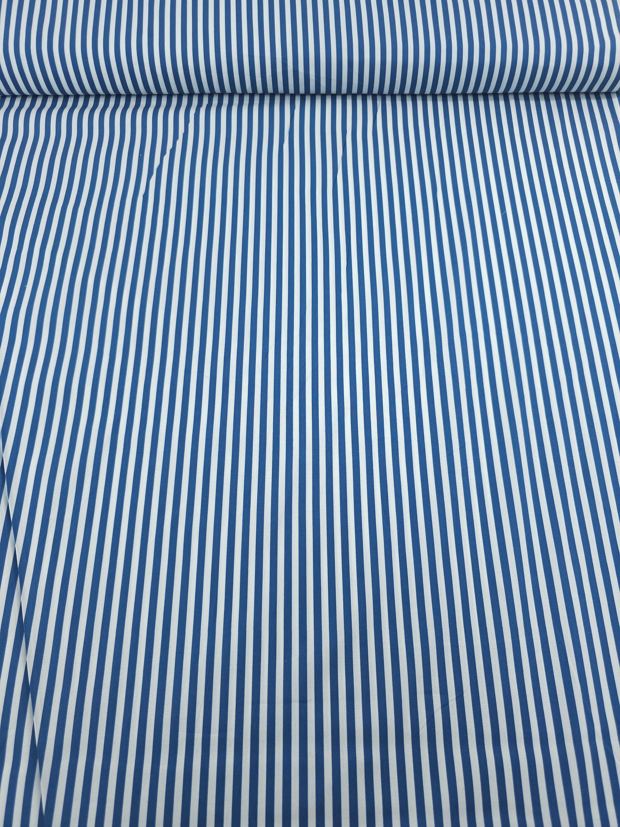 Marine Blue/White Stripe Lightweight Cotton 60"