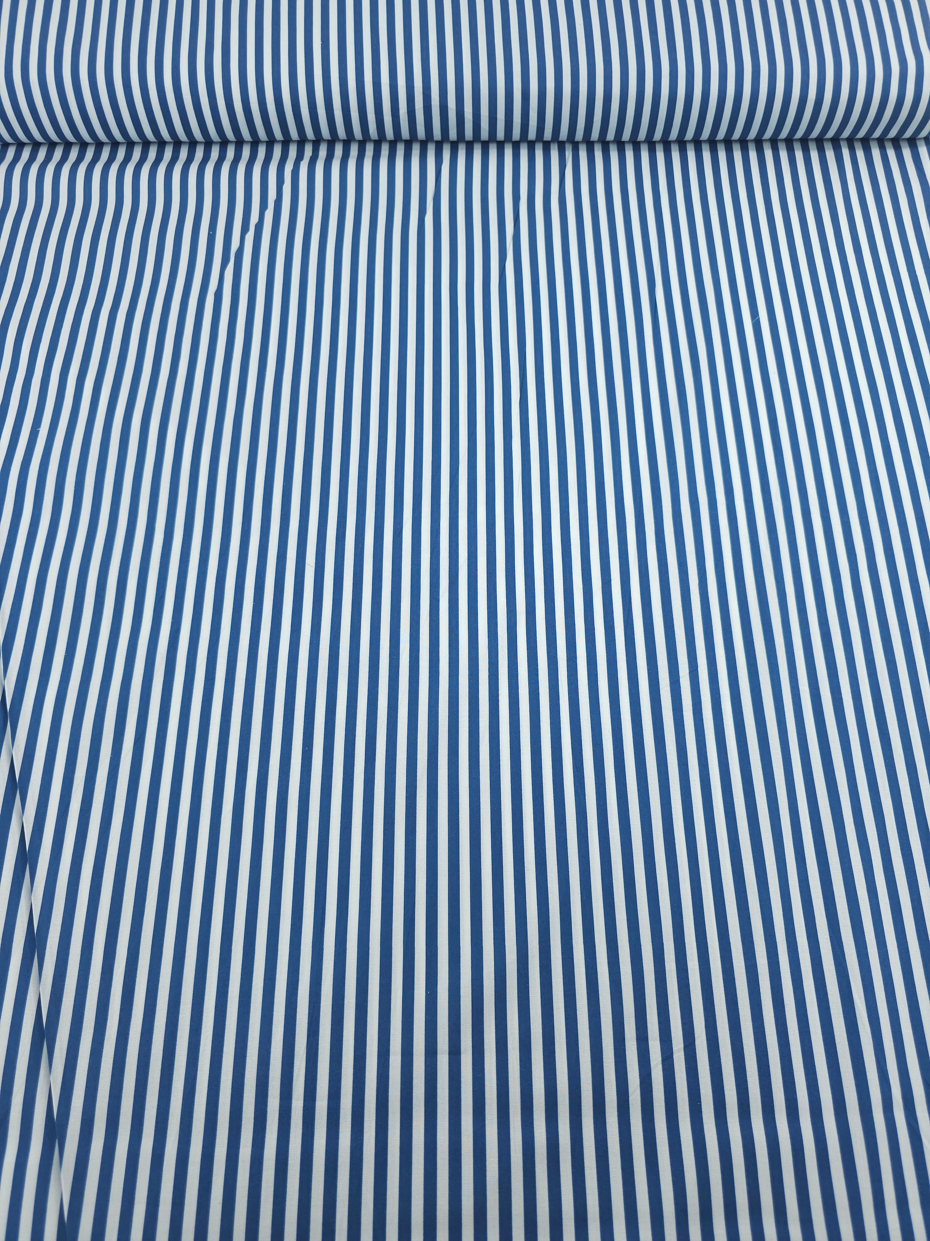 Marine Blue/White Stripe Lightweight Cotton 60"