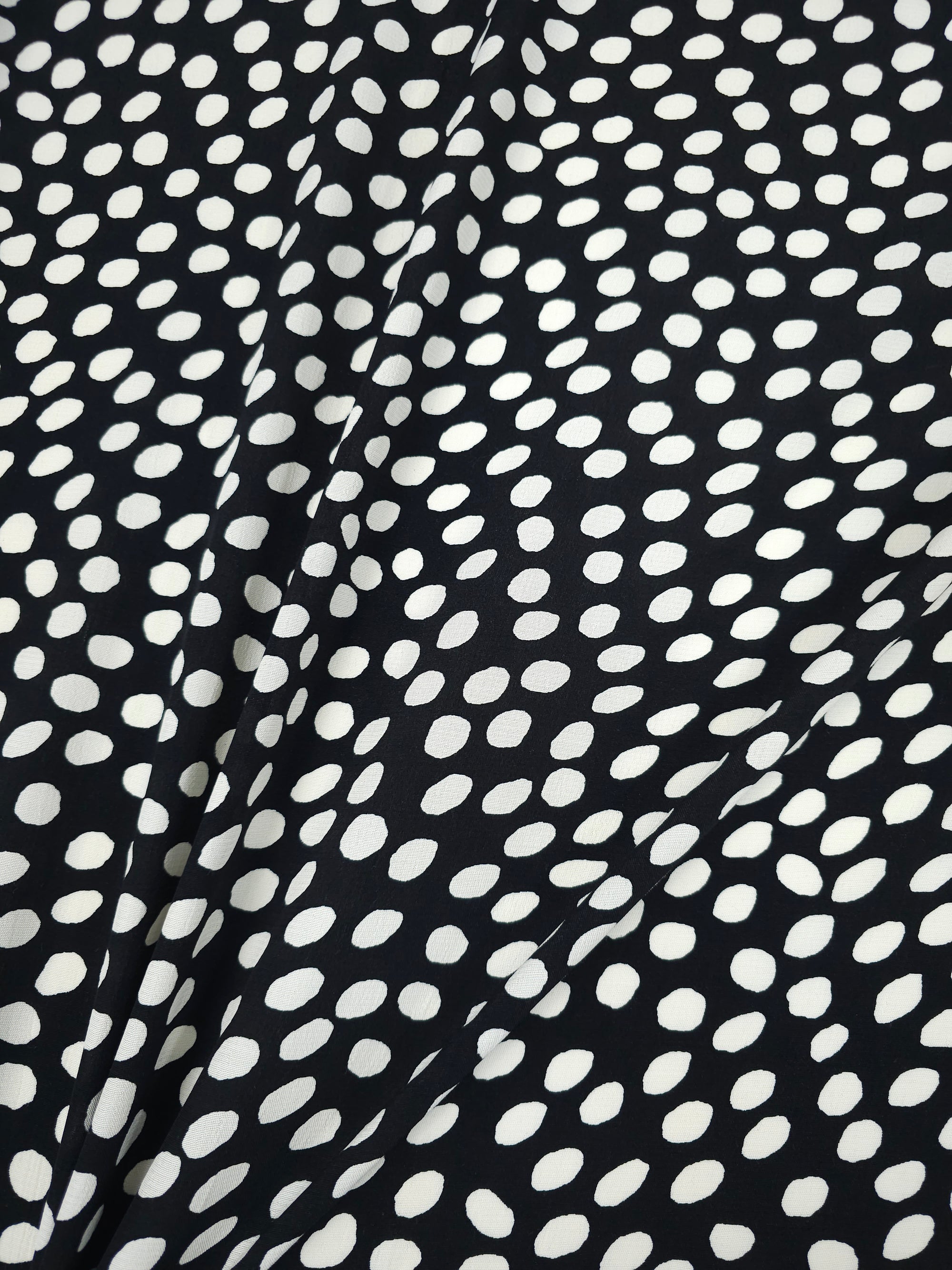 Black/Ivory Irregular Polka Spot Viscose Crepe