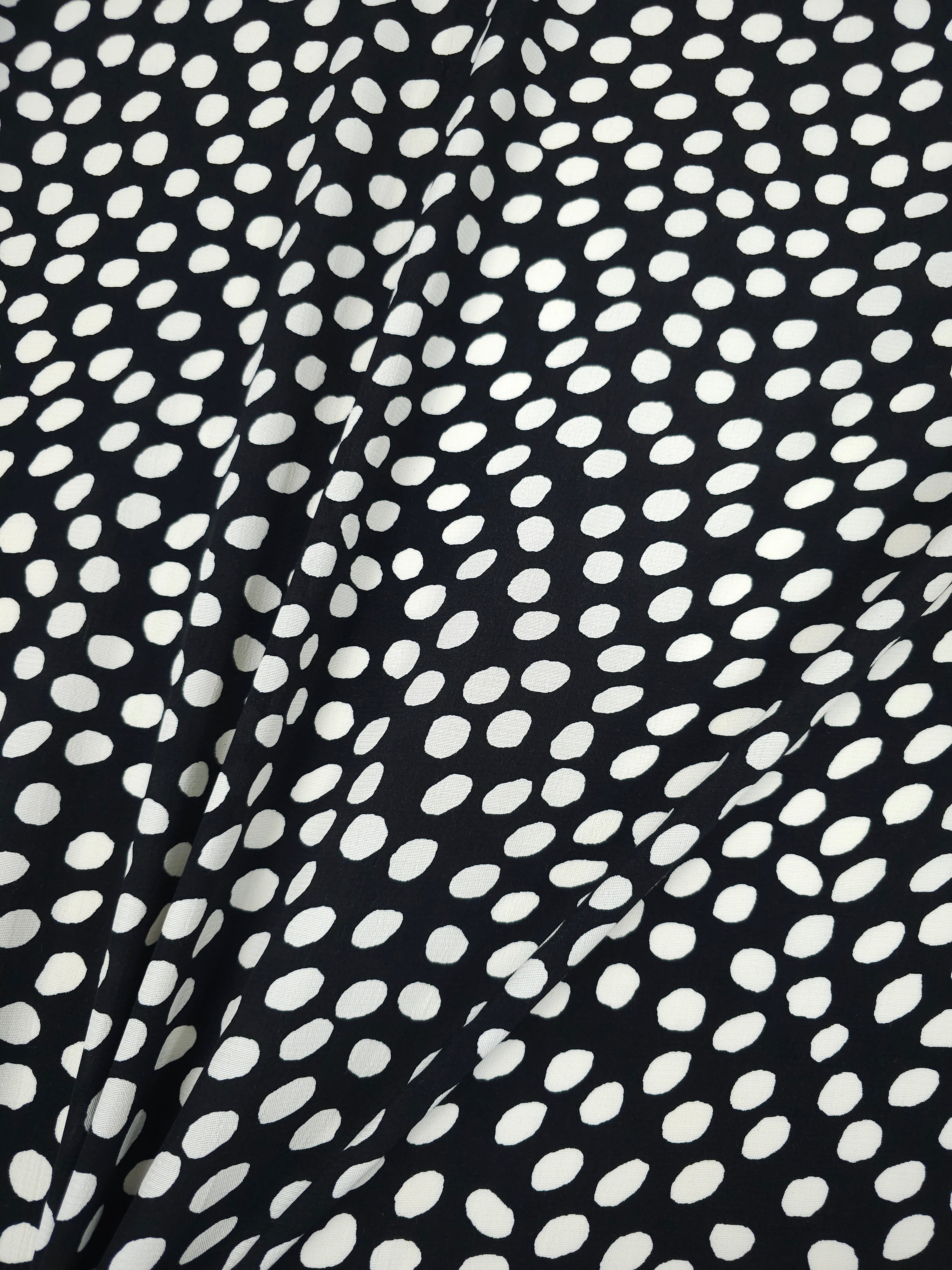Black/Ivory Irregular Polka Spot Viscose Crepe