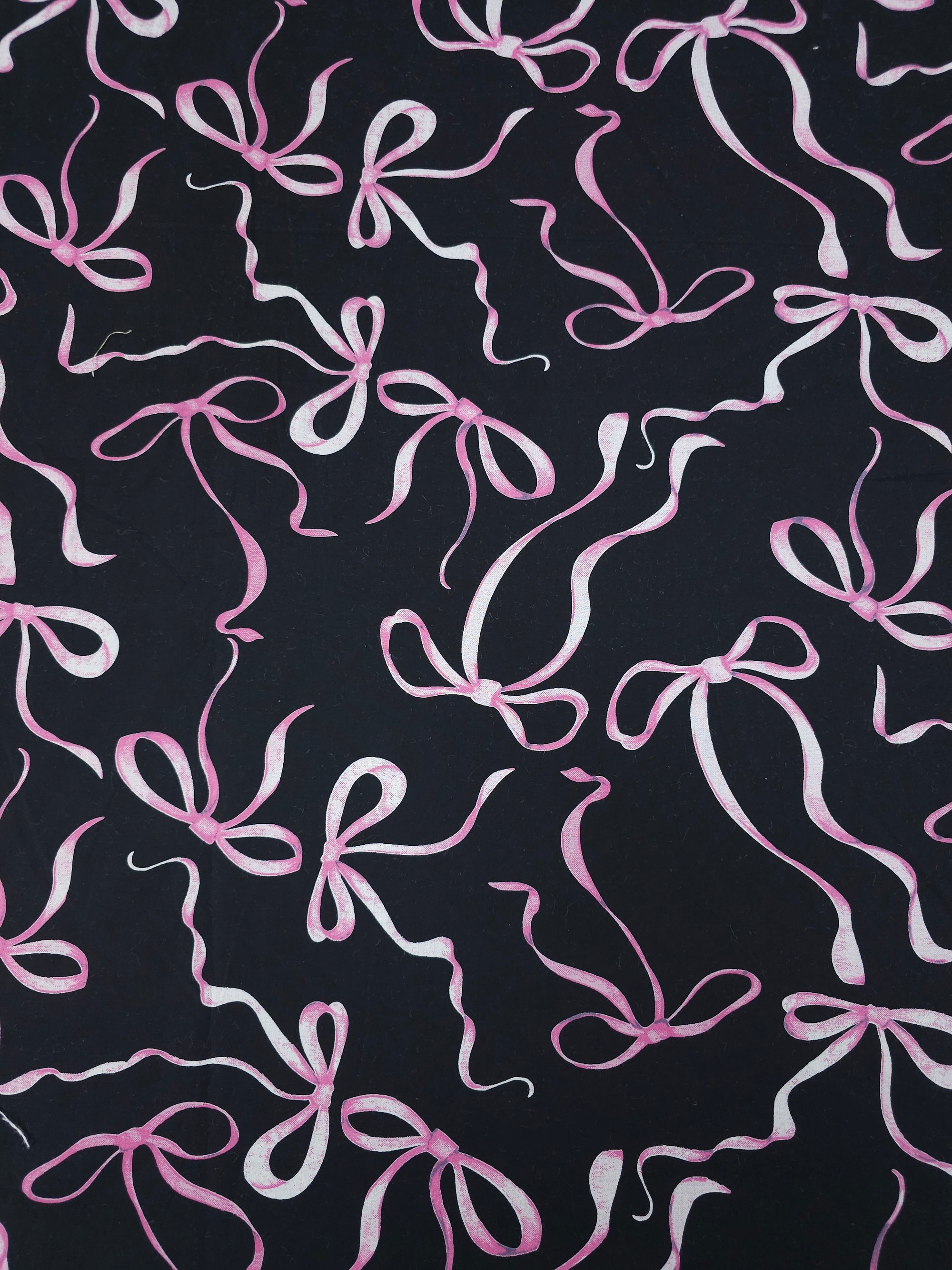 Black/Pinky Purple Bow Streamers Cotton Poplin
