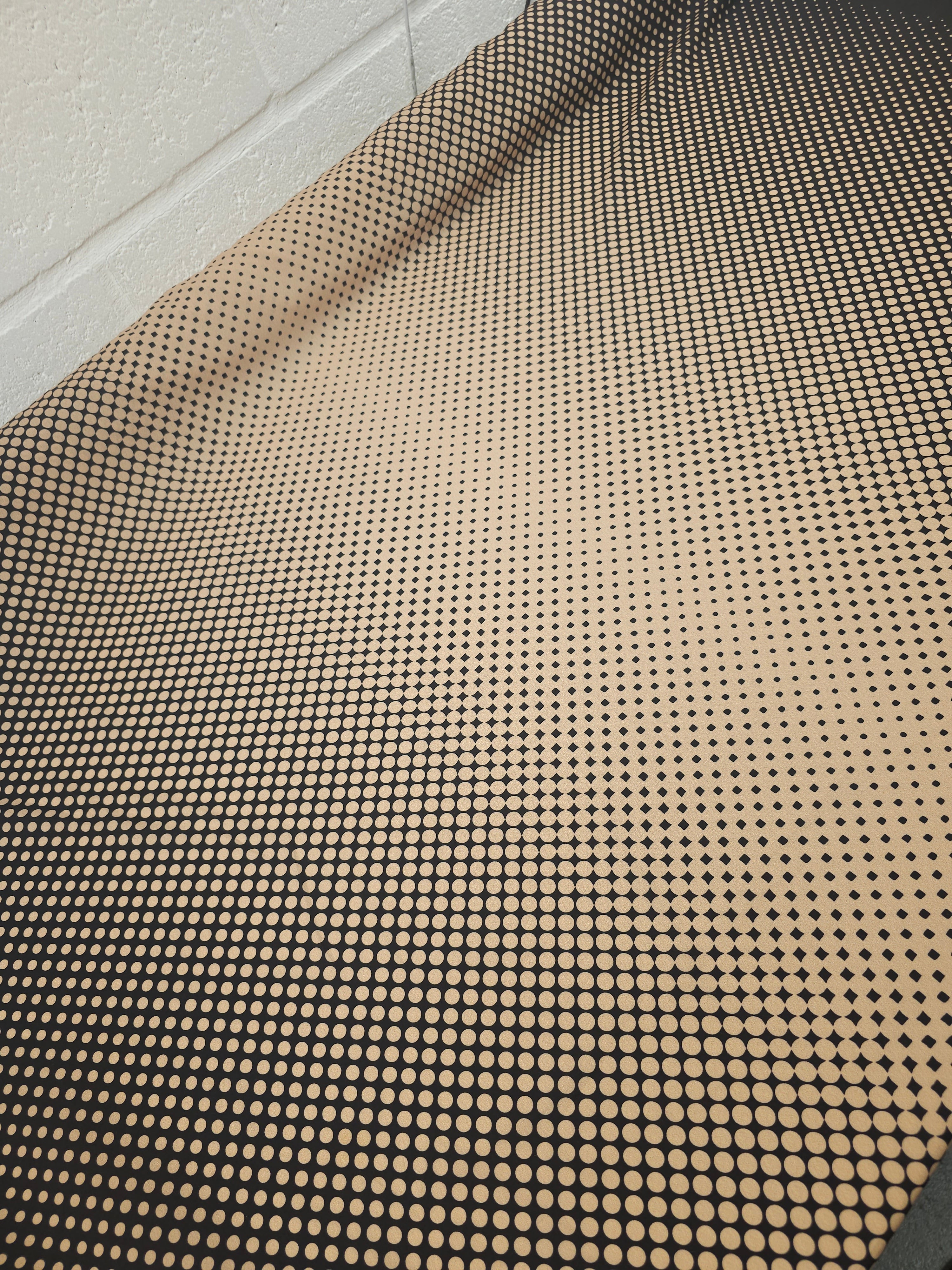 Beige/Black Dotty Trance Poly Crepe