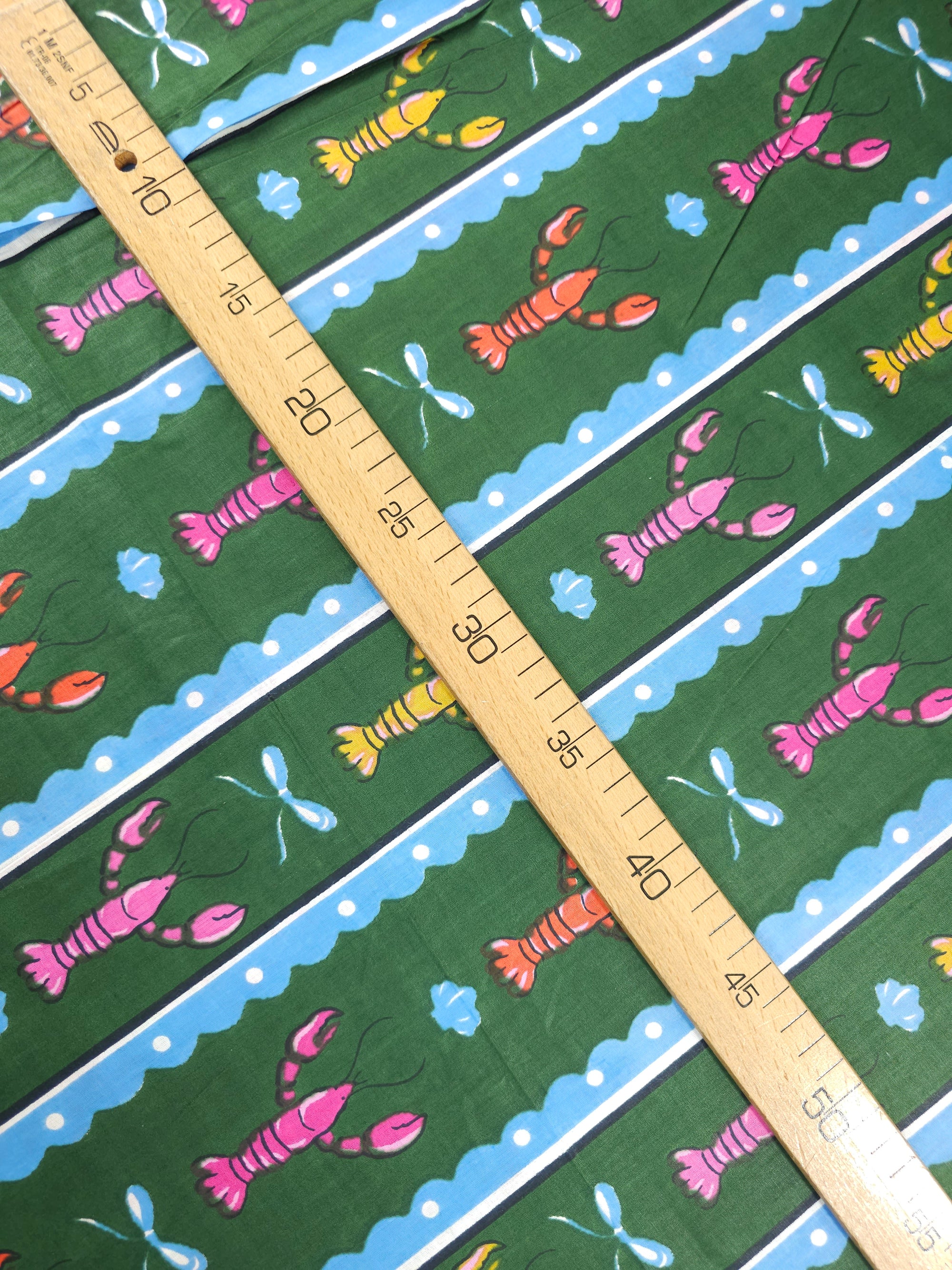 Green Lobster Stripe Cambric Cotton