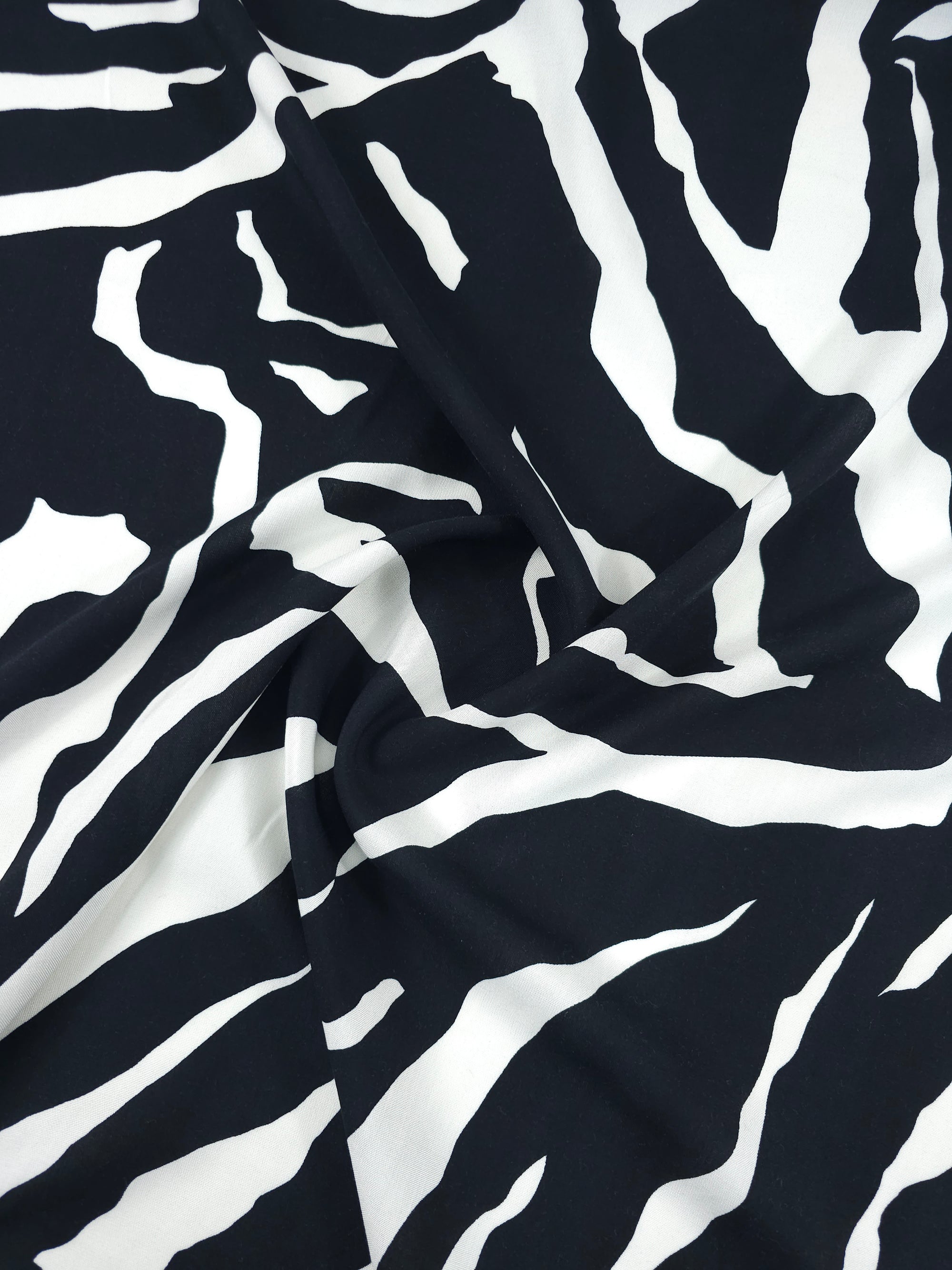 Black/White Animal Stripe Viscose Challis