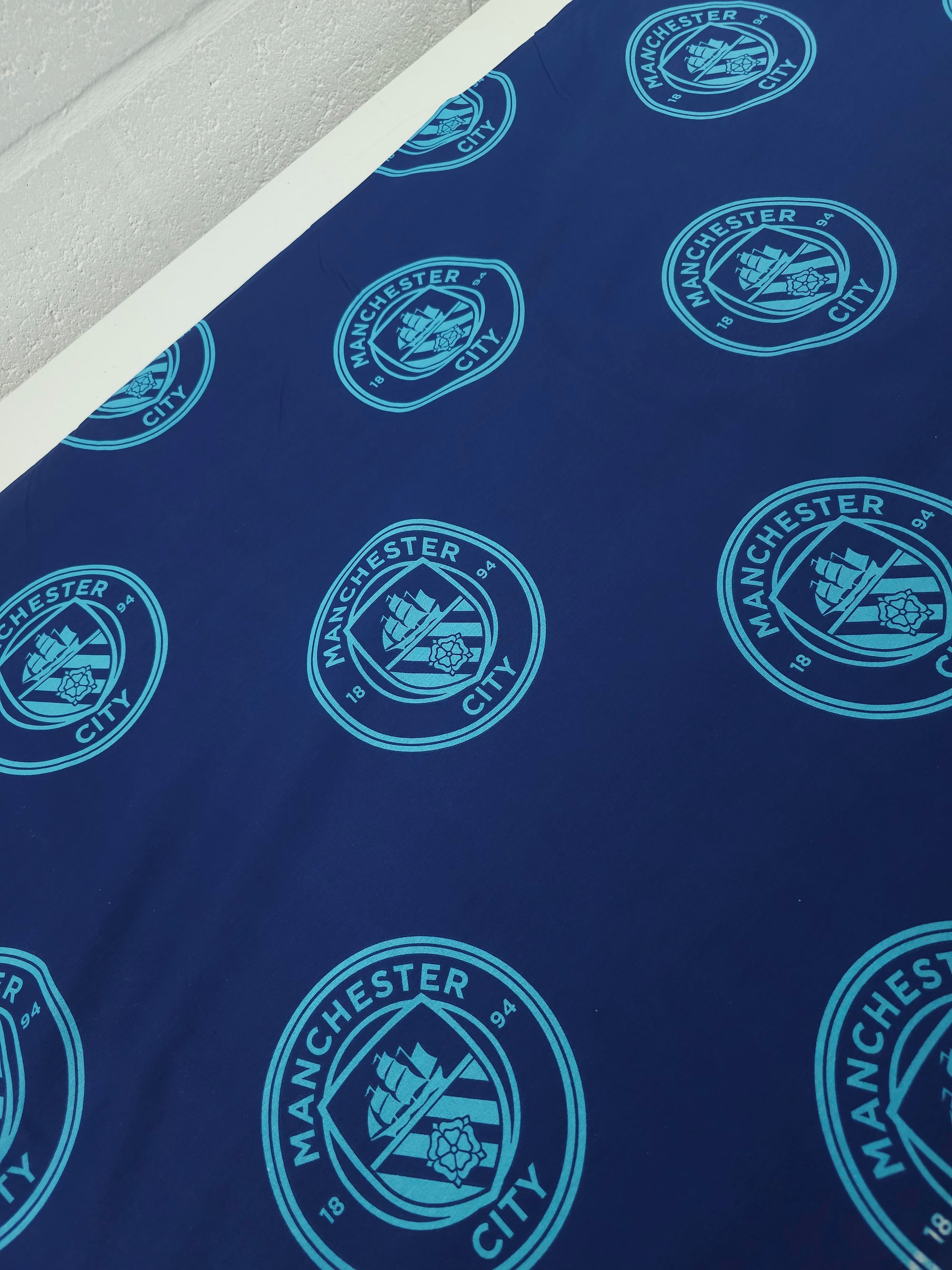 Manchester City FC Emblem 100% Cotton Football Fabric 106" *EXTRA WIDE*