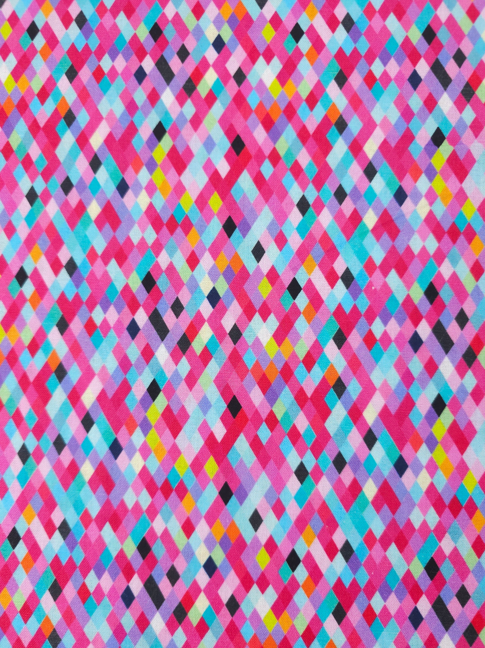 Pink/Multi Mini Diamond 100% Cotton