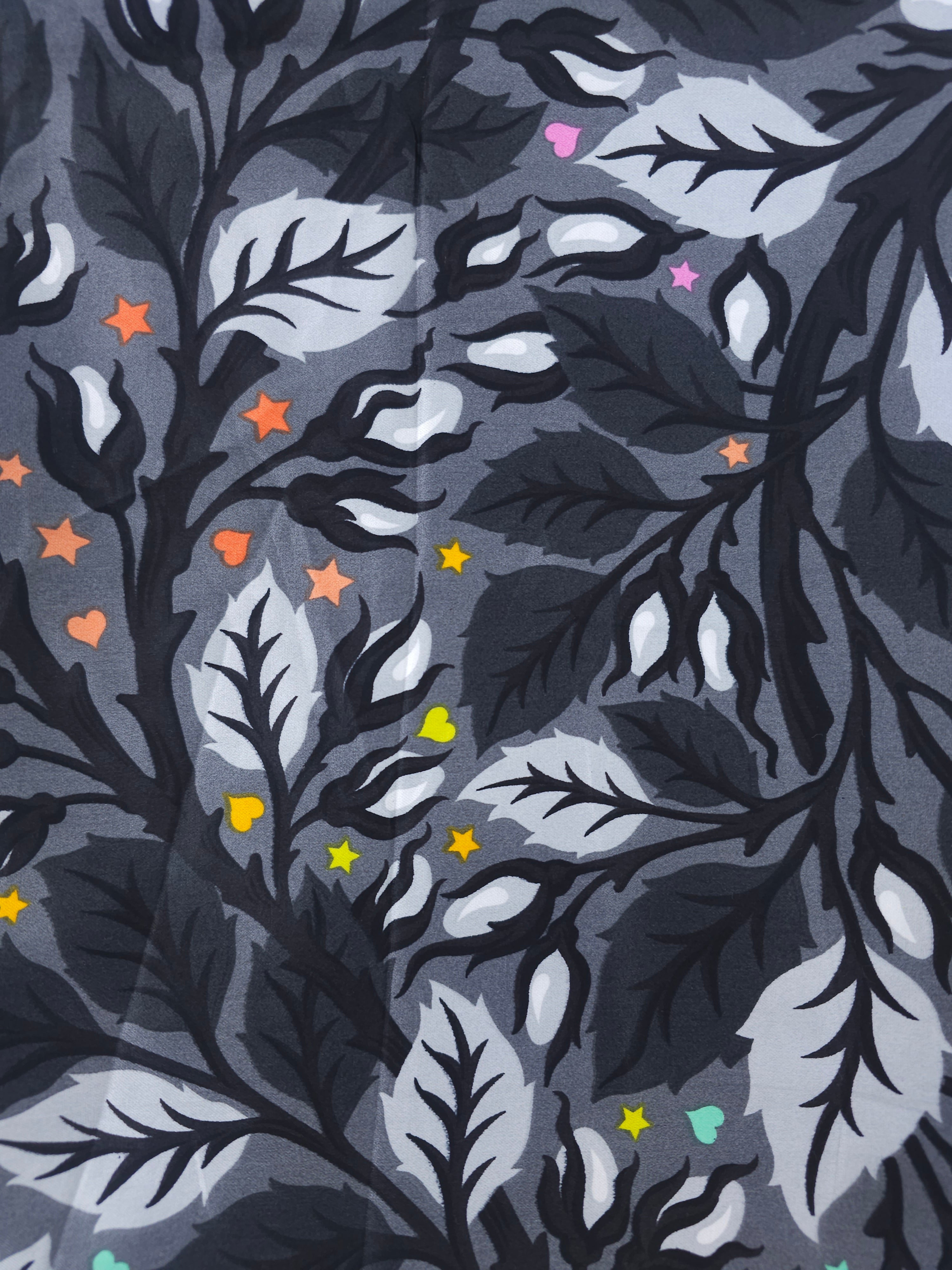 Dark grey rainbow thistle Cotton sateen- 1m piece