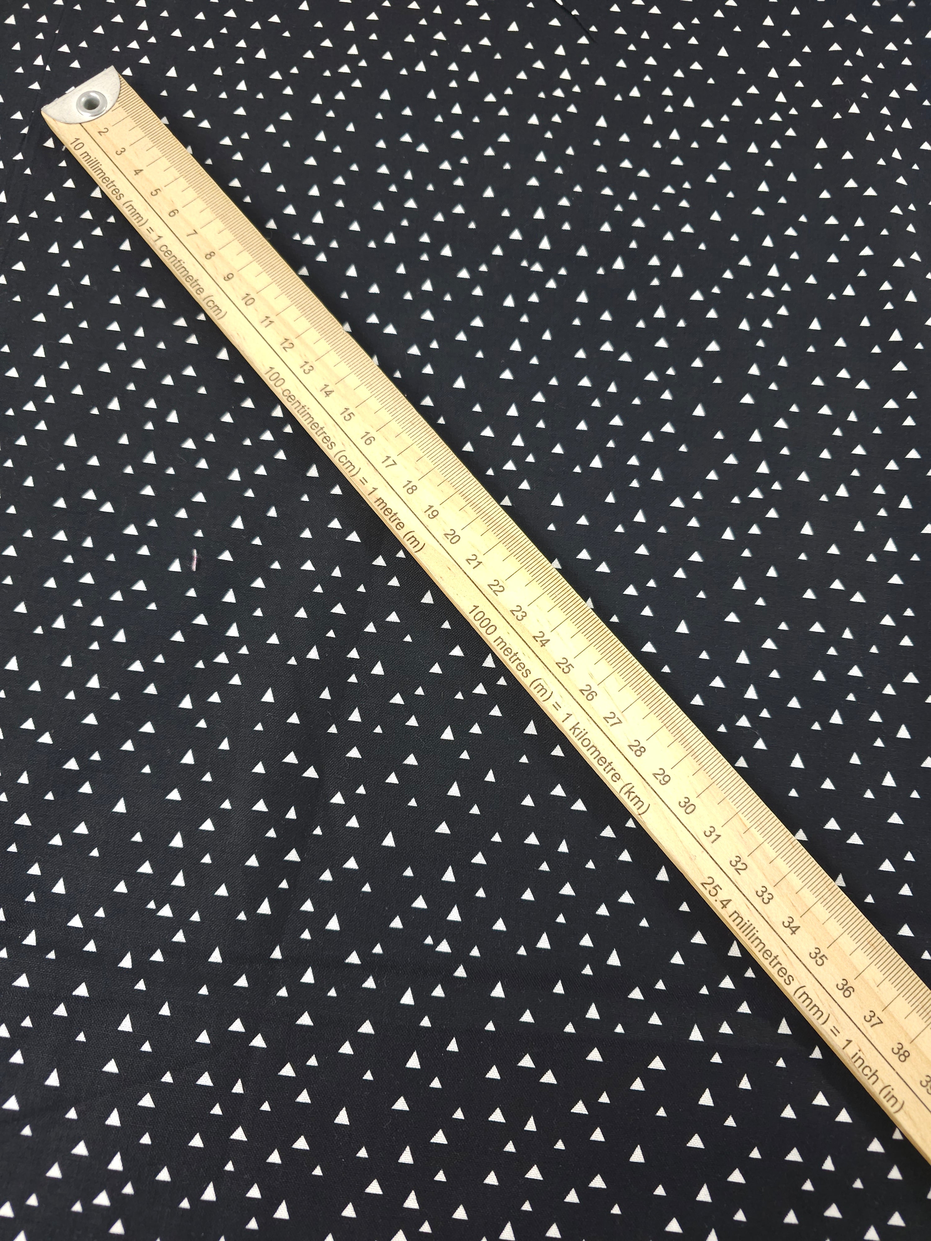 Black Irregular Mini Triangles 100% Cotton