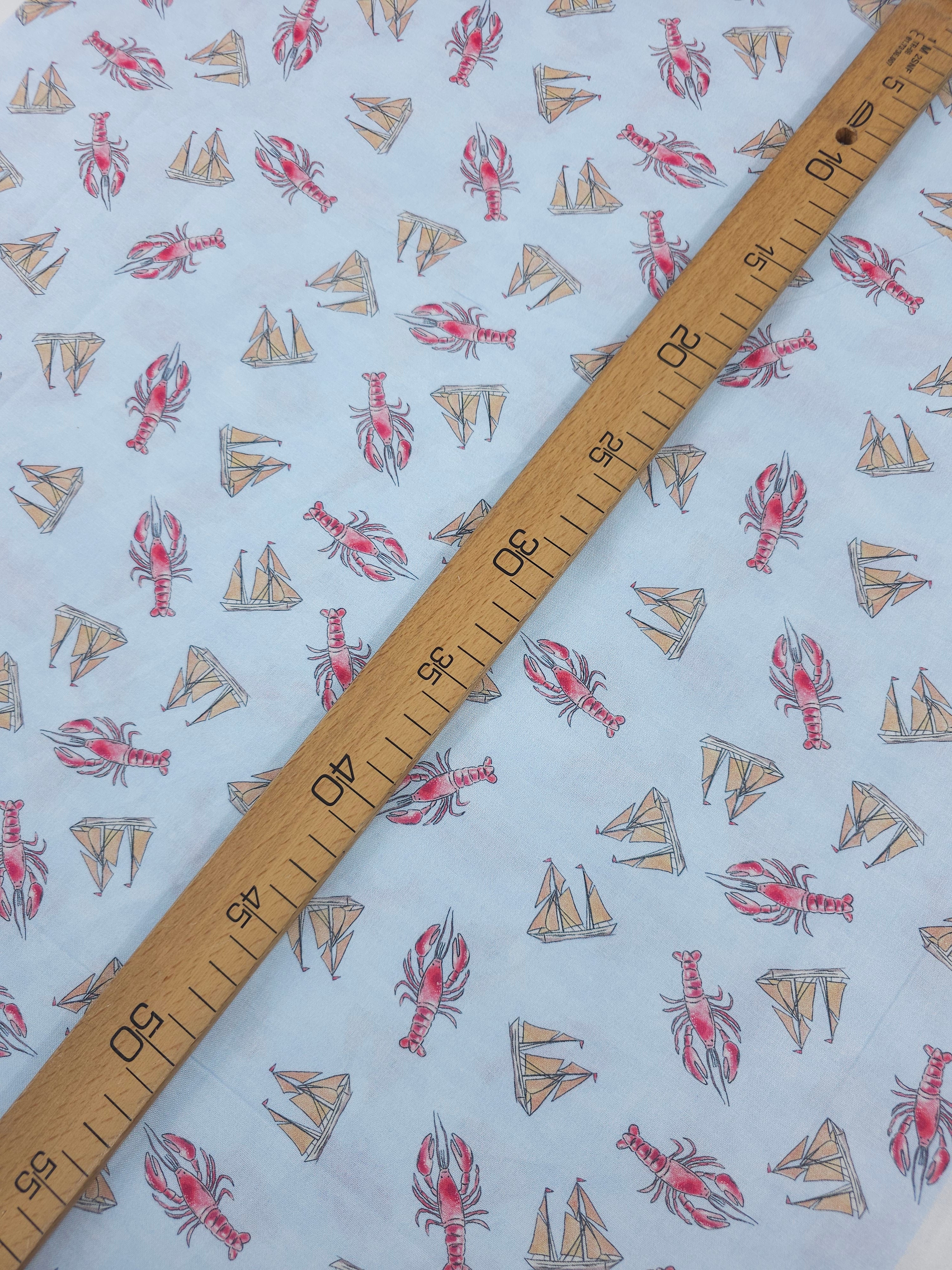 Light Blue Lobster Boat 100% Cotton - Joann