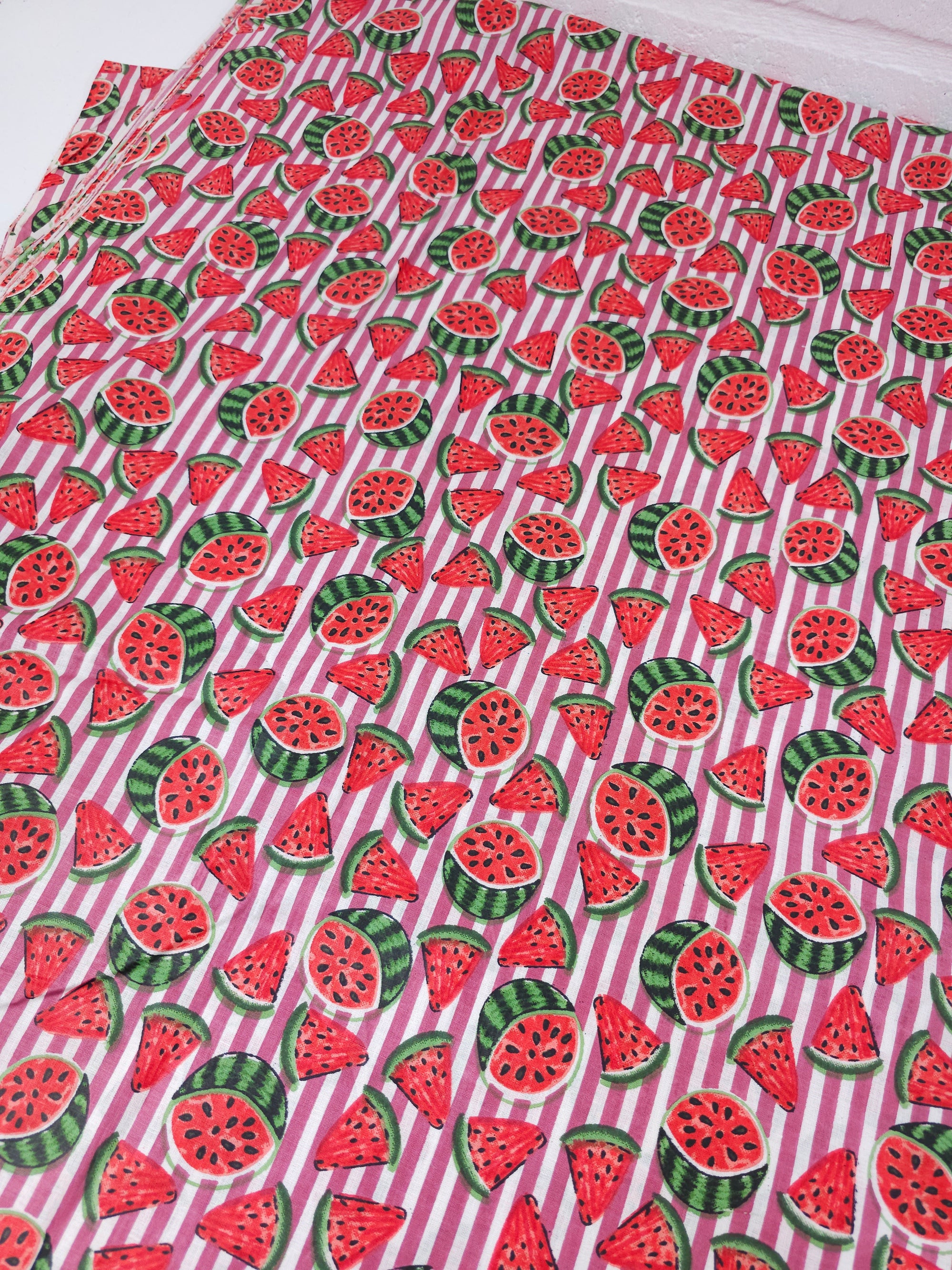 Mauve Watermelon Stripe Lightweight Cambric Cotton