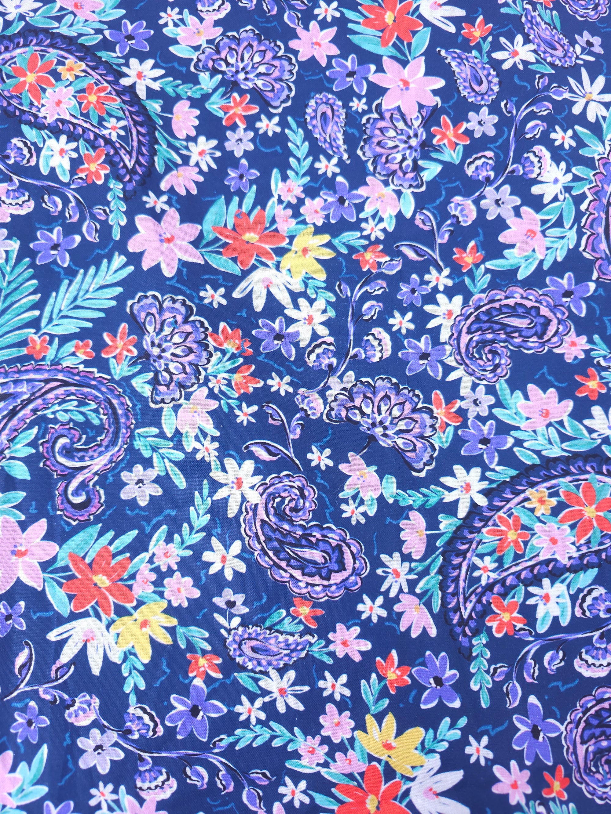 Purple Floral Paisley Meadow 100% Cotton
