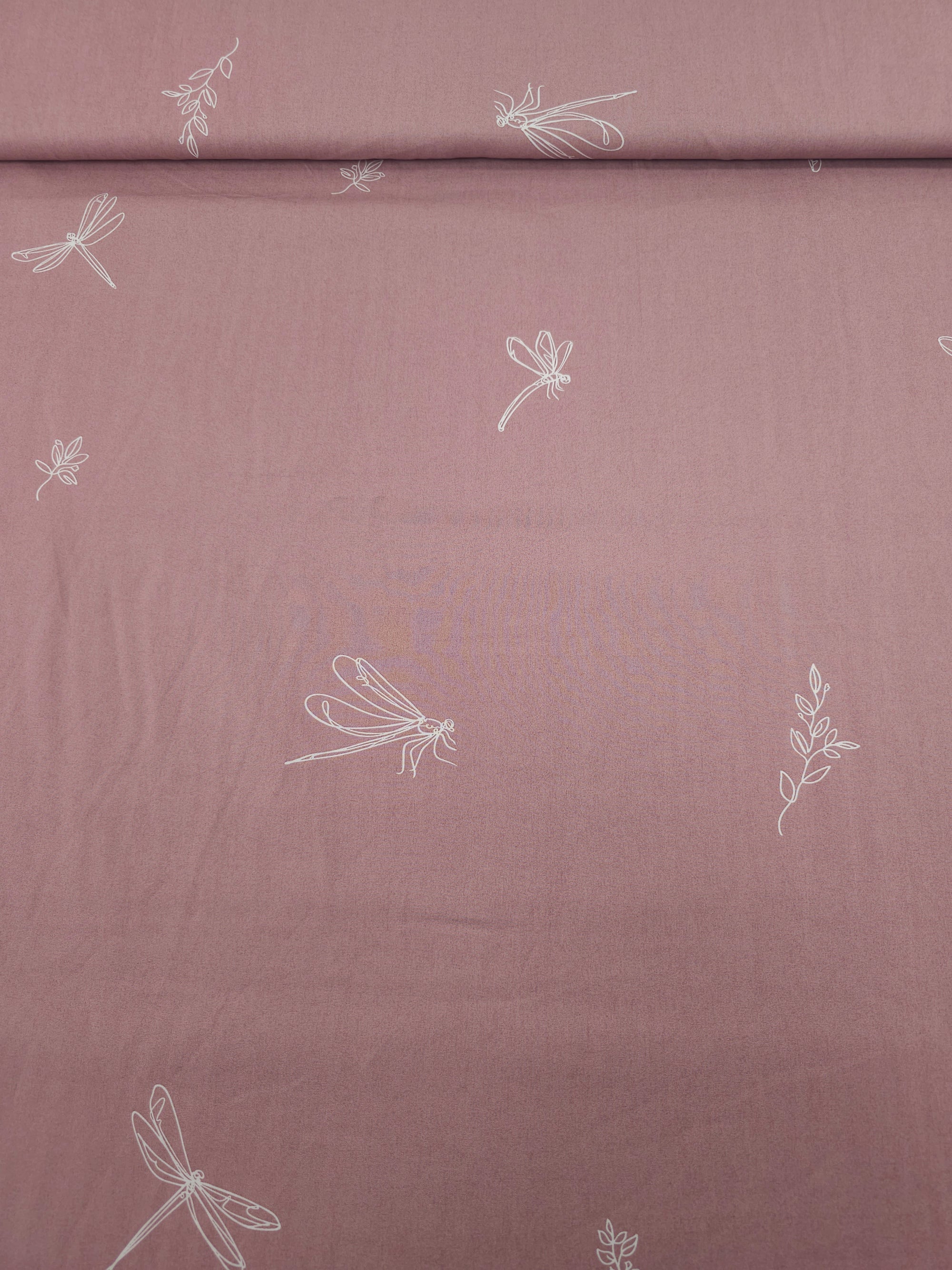Rosewood Blush Floral Dragonfly Lightweight Cotton 60"