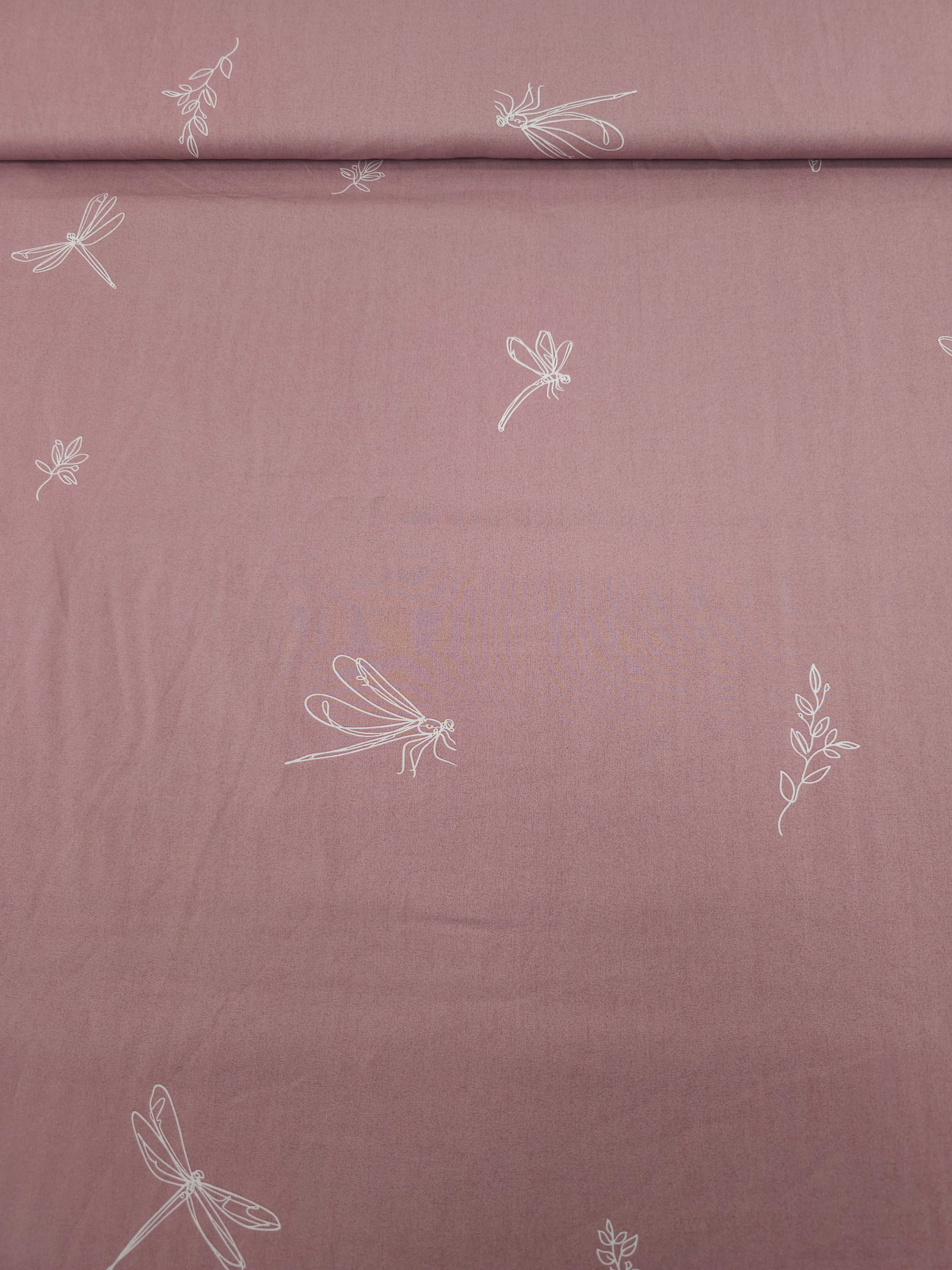 Rosewood Blush Floral Dragonfly Lightweight Cotton 60"