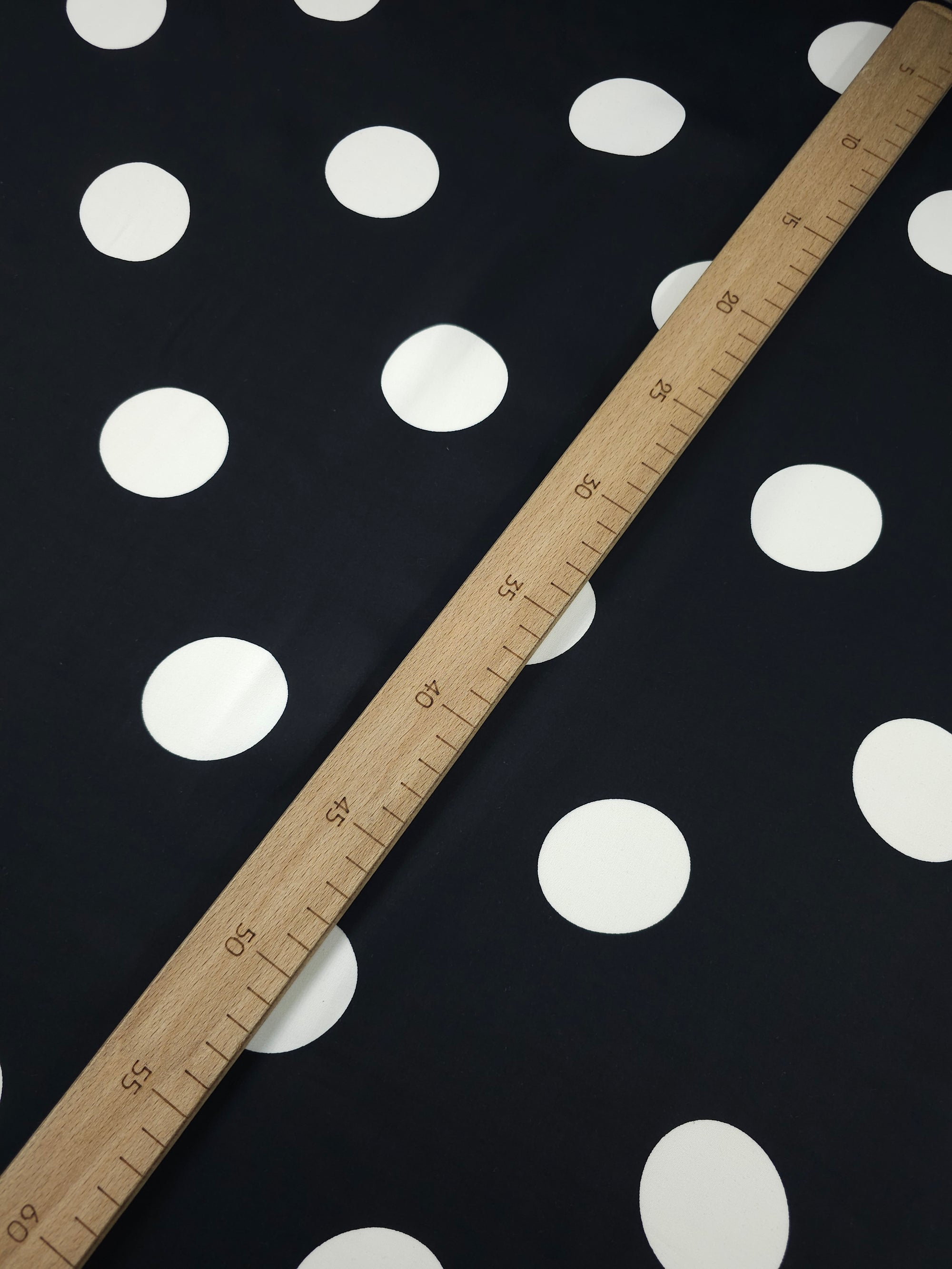 Black/White Large Polka Spot Viscose Satin