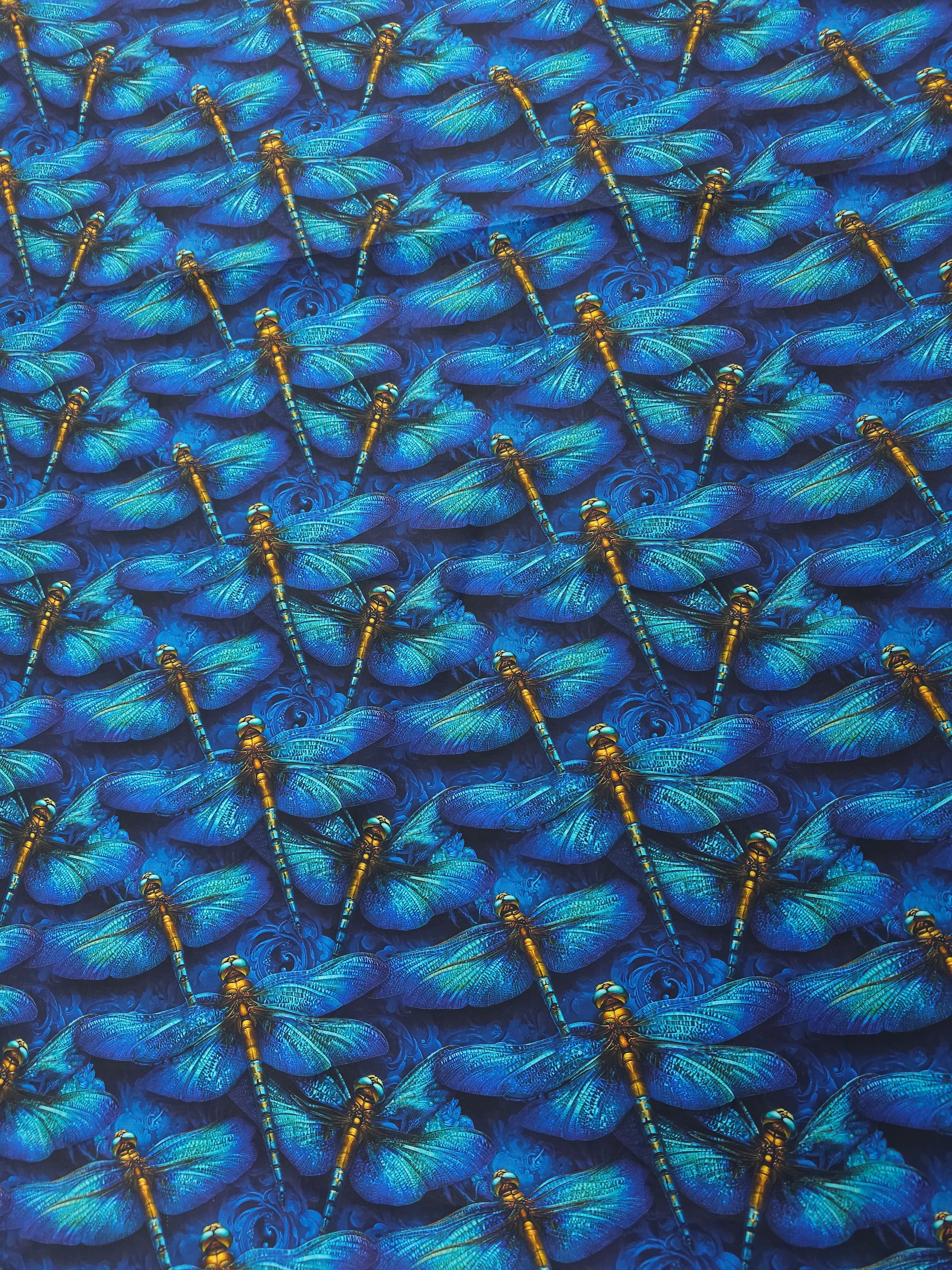Blue rose dragonfly Cotton- 1m piece