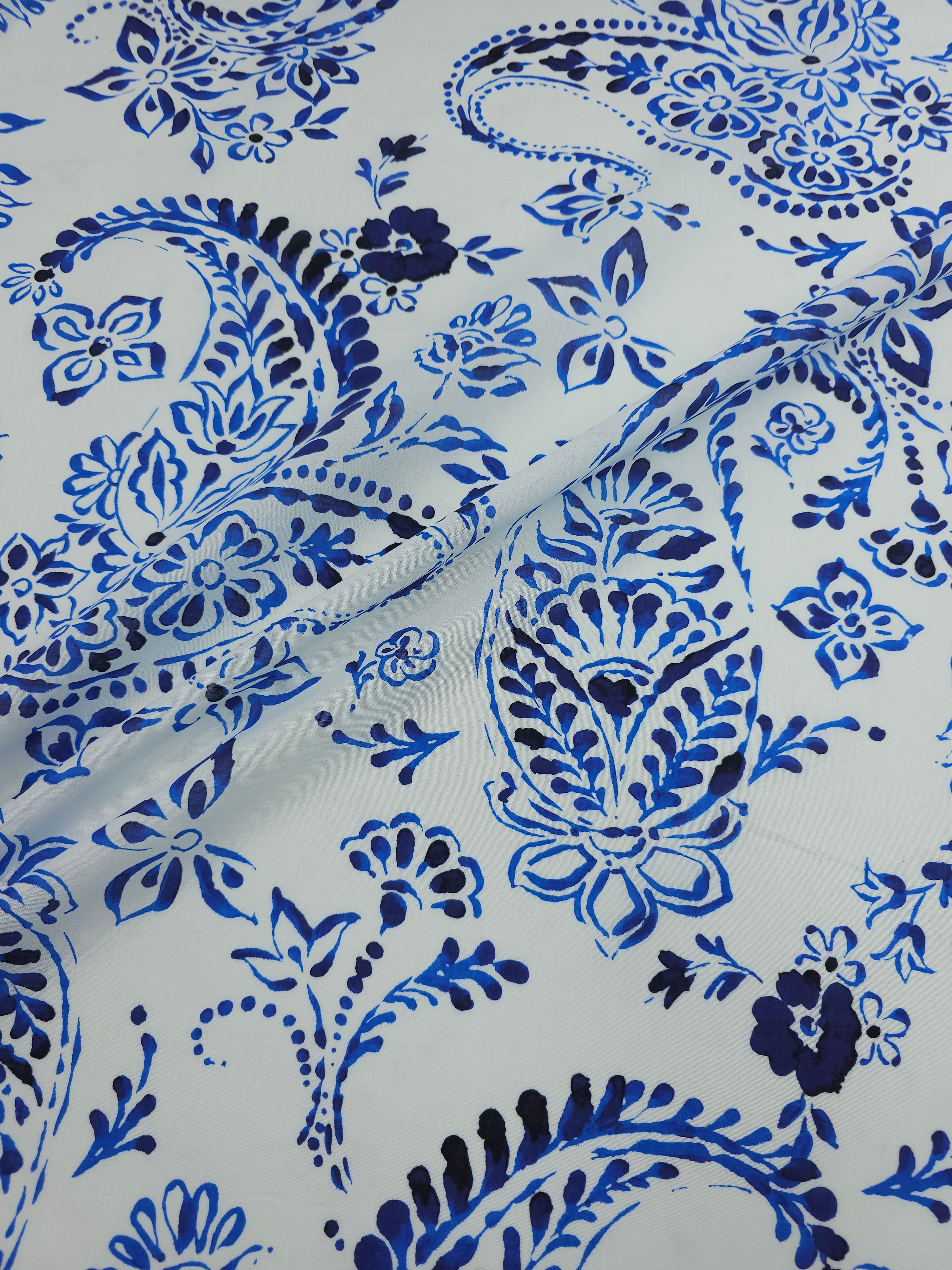 Blue/White Paisley Cotton Voile