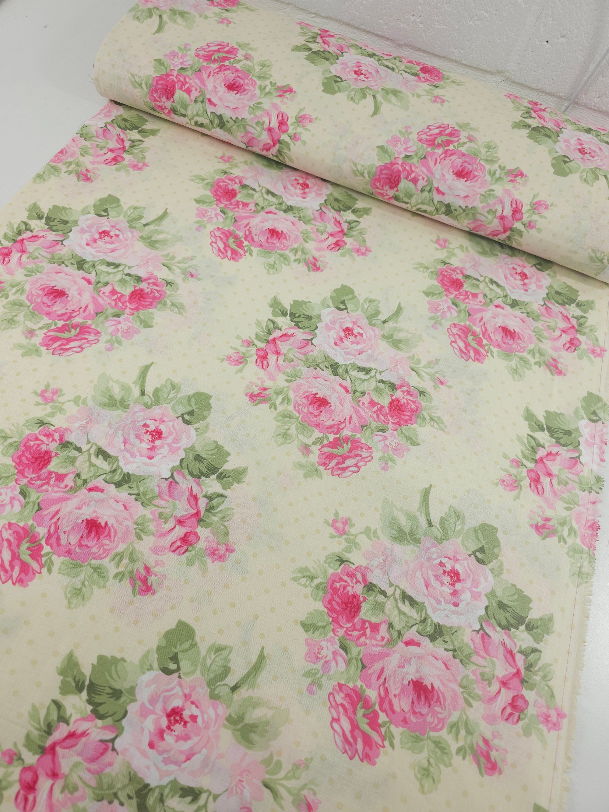 Pink Polka Floral Bunch 100% Cotton