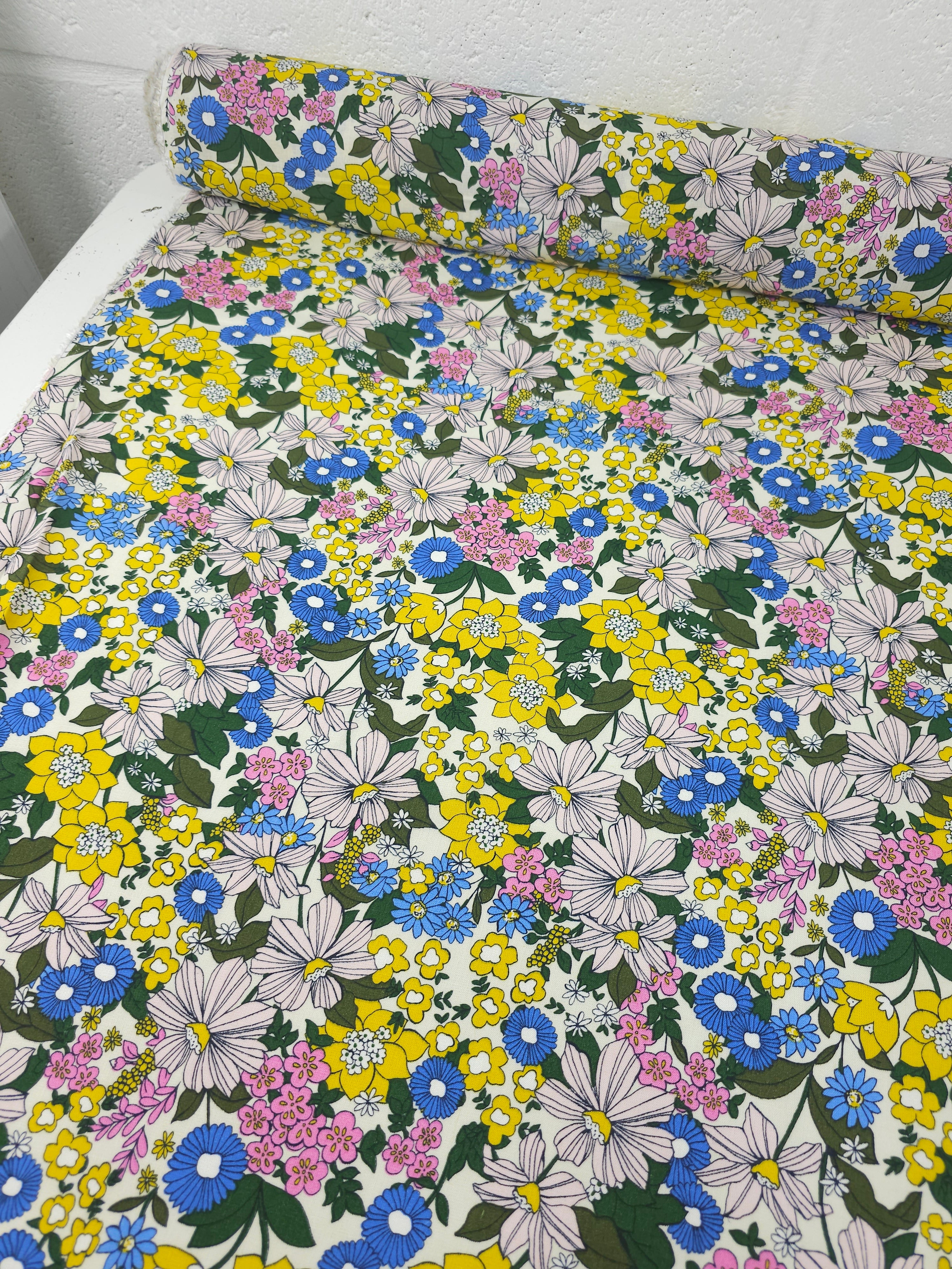 Pop Floral Garden Party Cotton Linen