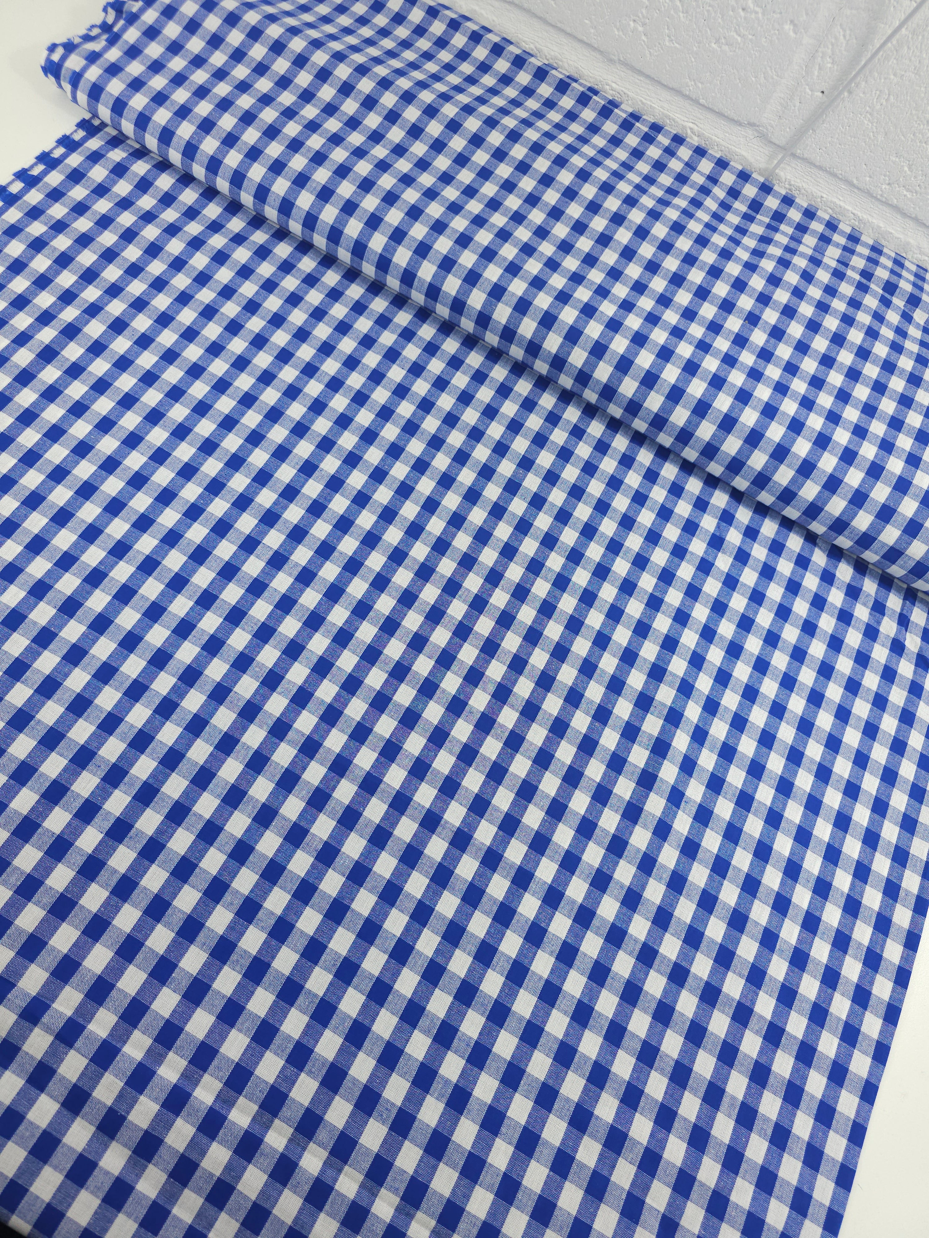 Cobalt Blue Gingham 100% Cotton