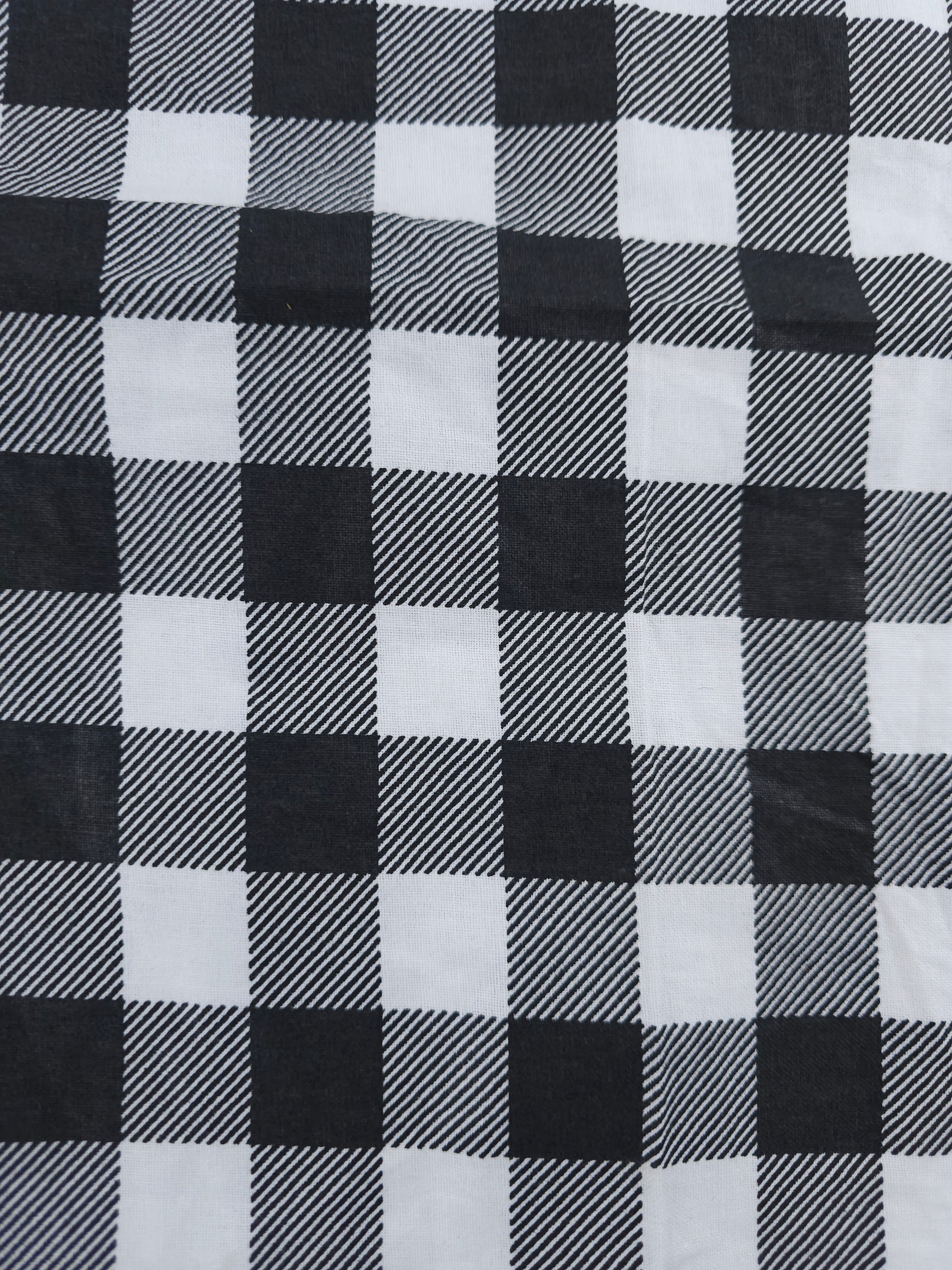 White & Black Check Cotton - 1.4m Piece