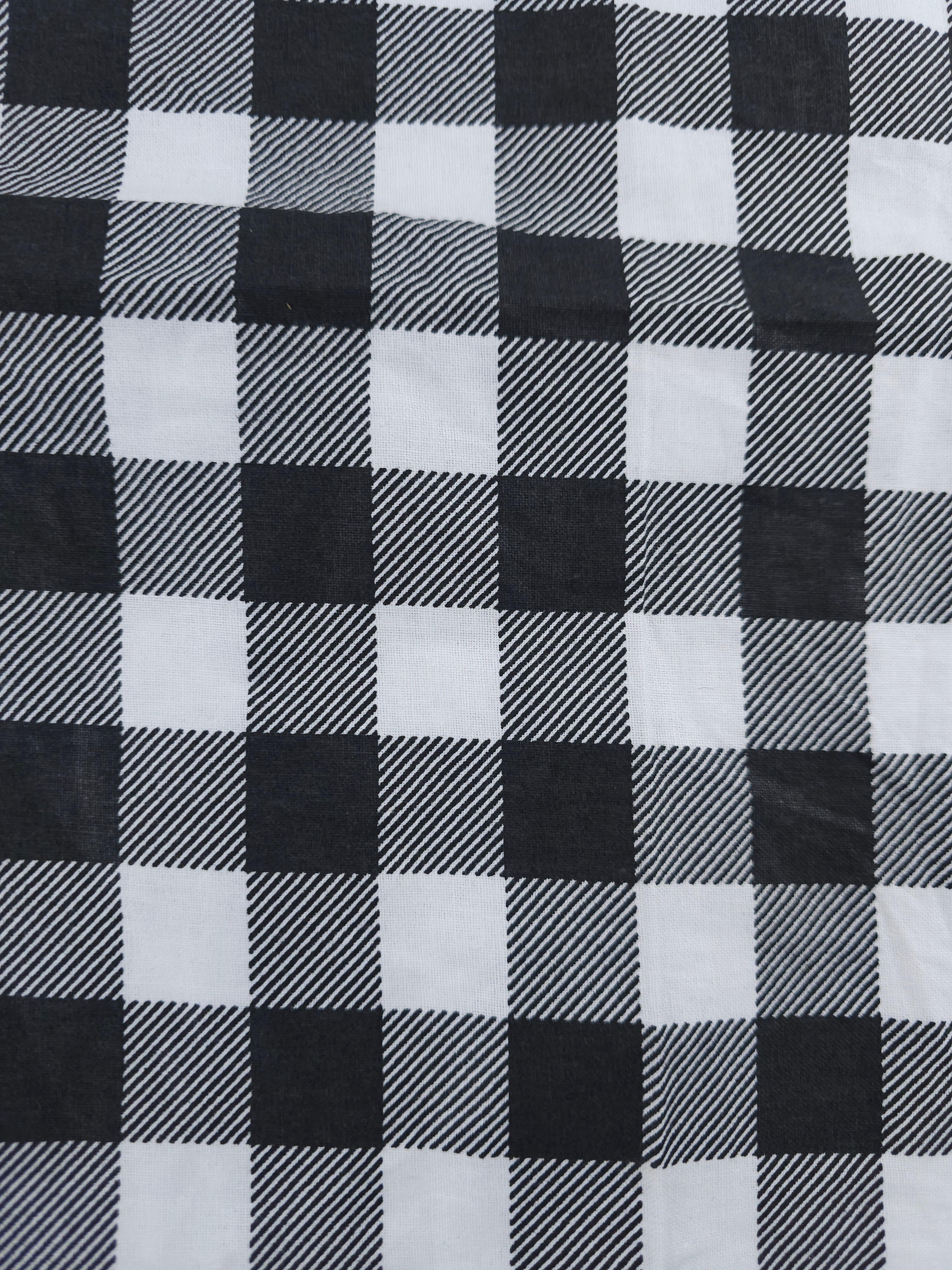 White & Black Check Cotton - 1.4m Piece