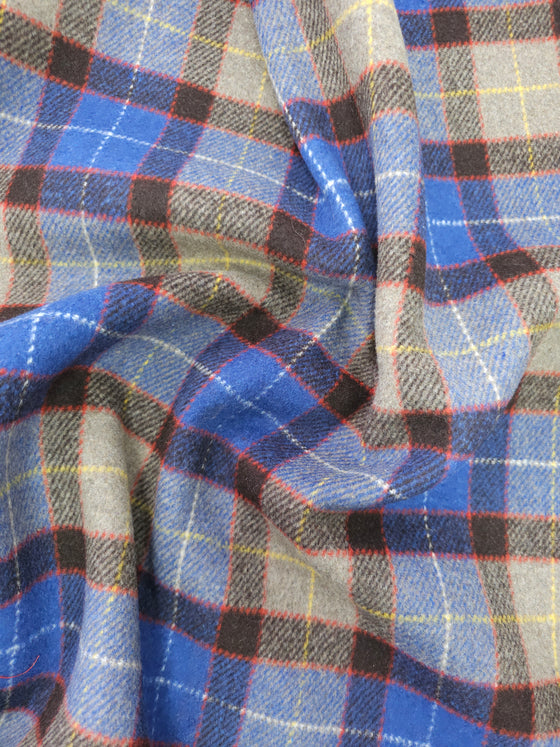 Grey/Blue Tartan Heavyweight Wool Mix