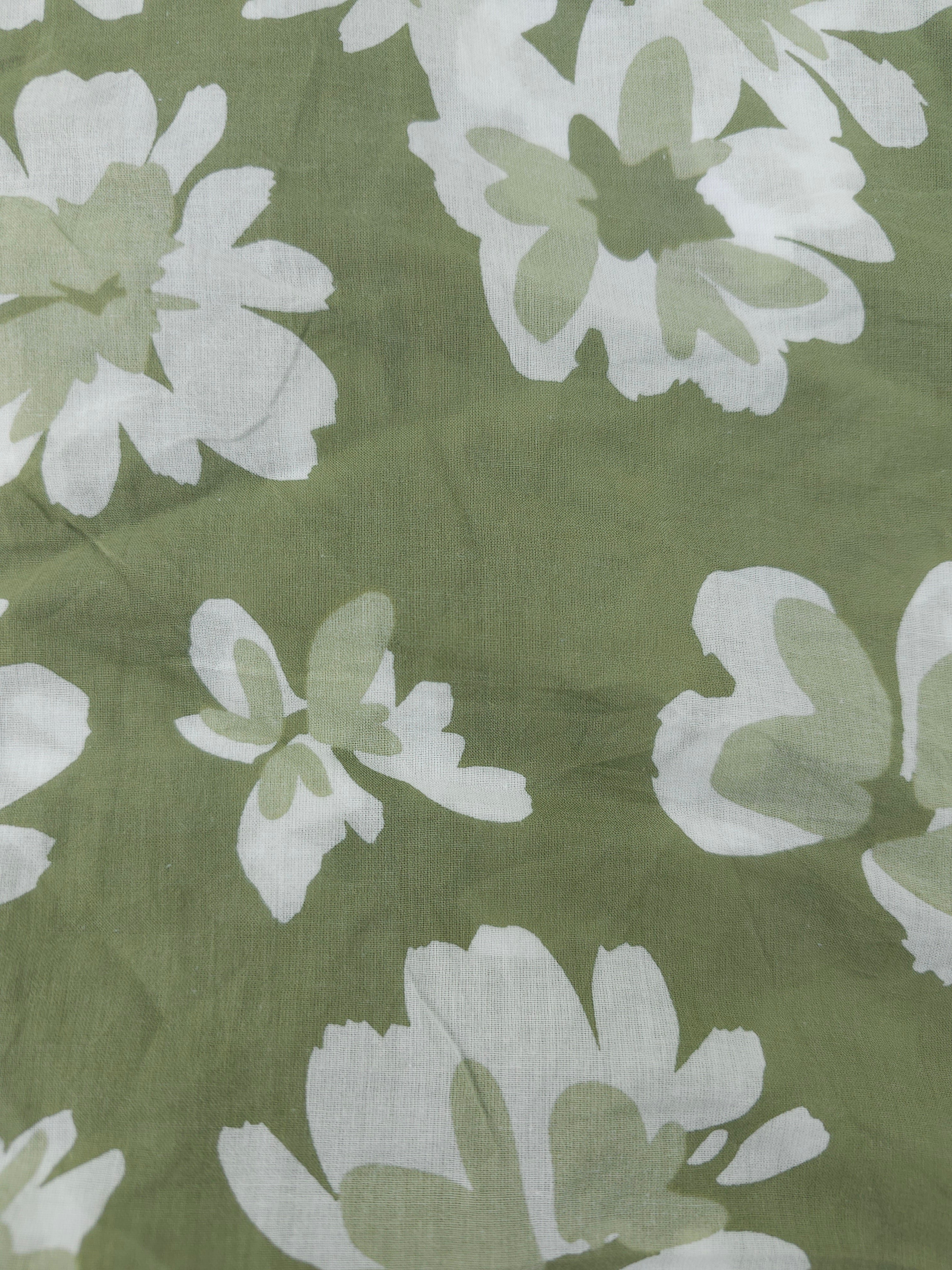 Green floral Viscose- 5m piece