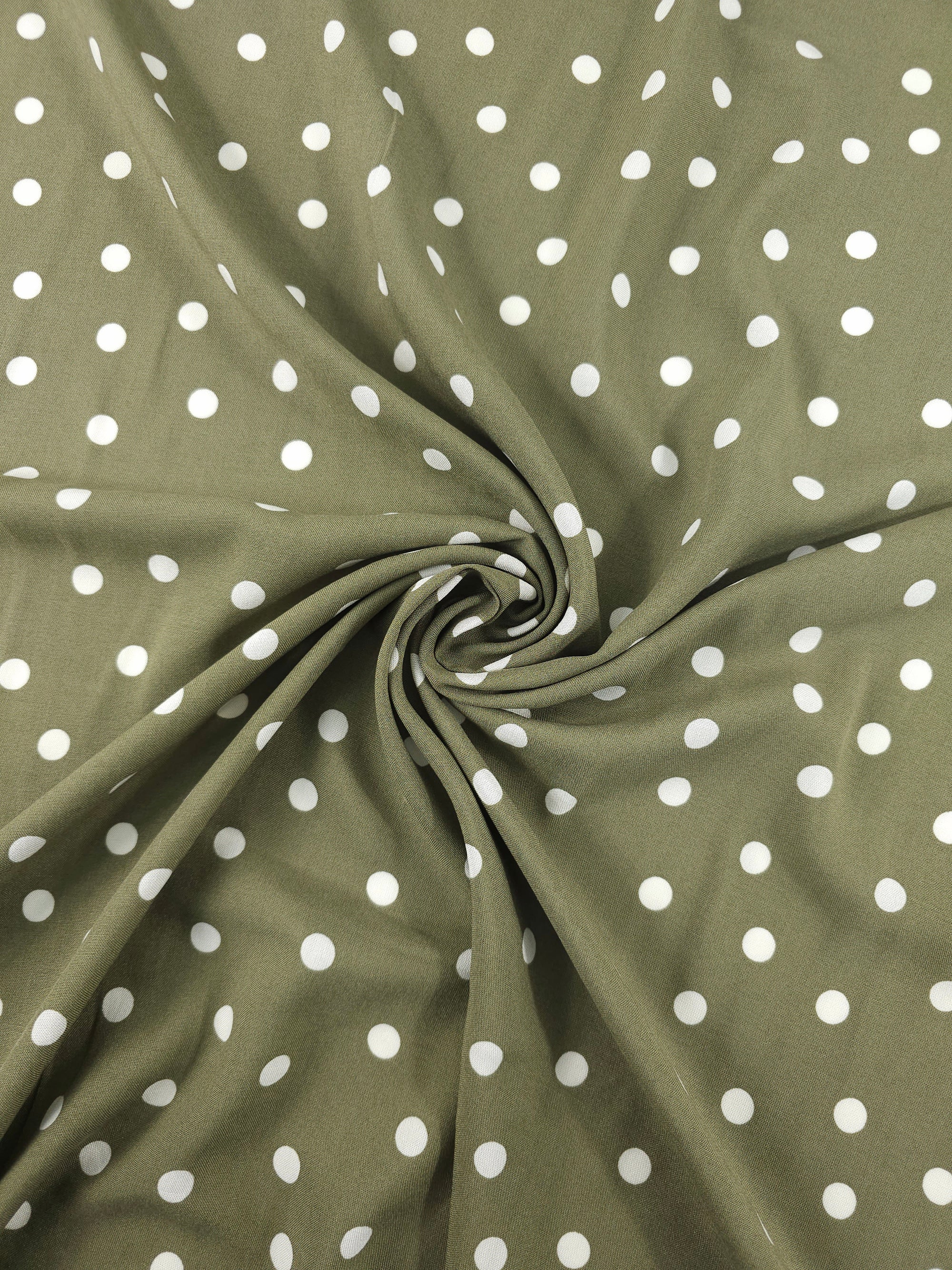 Pistachio Green/White Polka Dot Viscose Challis