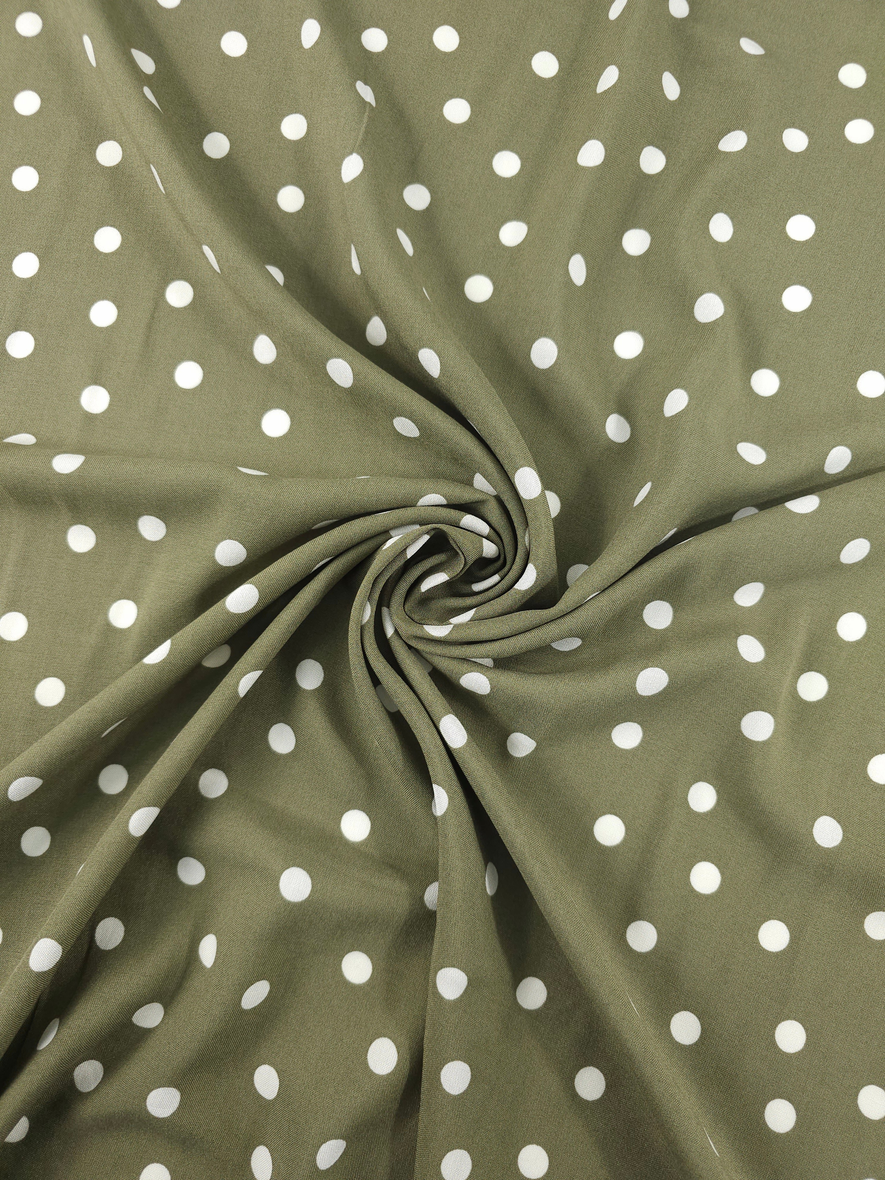 Pistachio Green/White Polka Dot Viscose Challis
