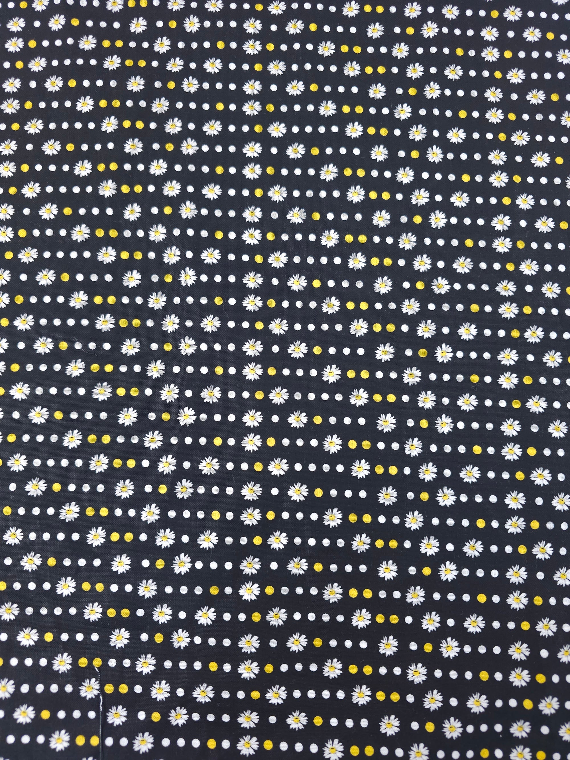 Black Ultra Mini Daisy Polka 100% Cotton