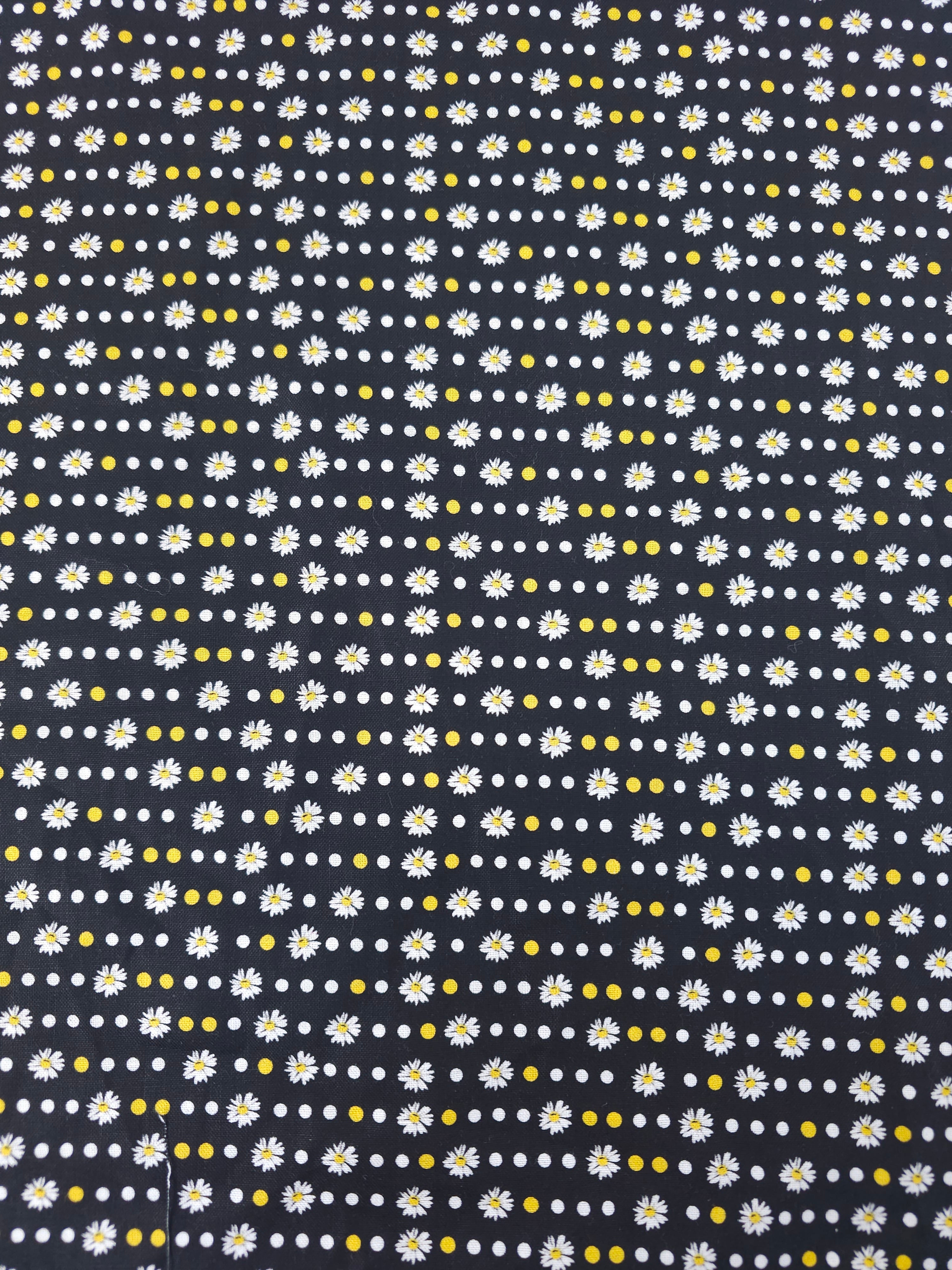 Black Ultra Mini Daisy Polka 100% Cotton