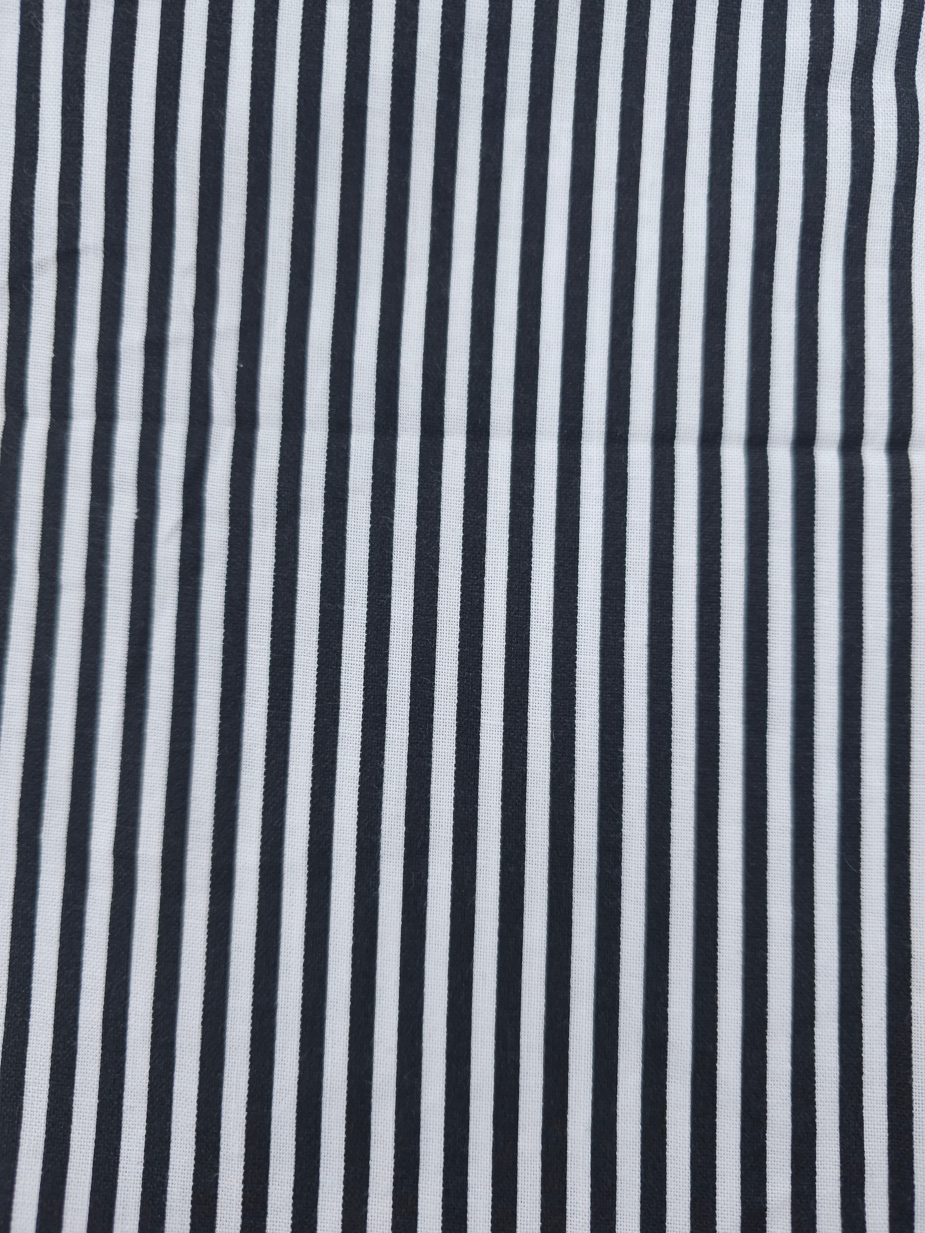 Black and white tiny stripe Cotton- 3m piece