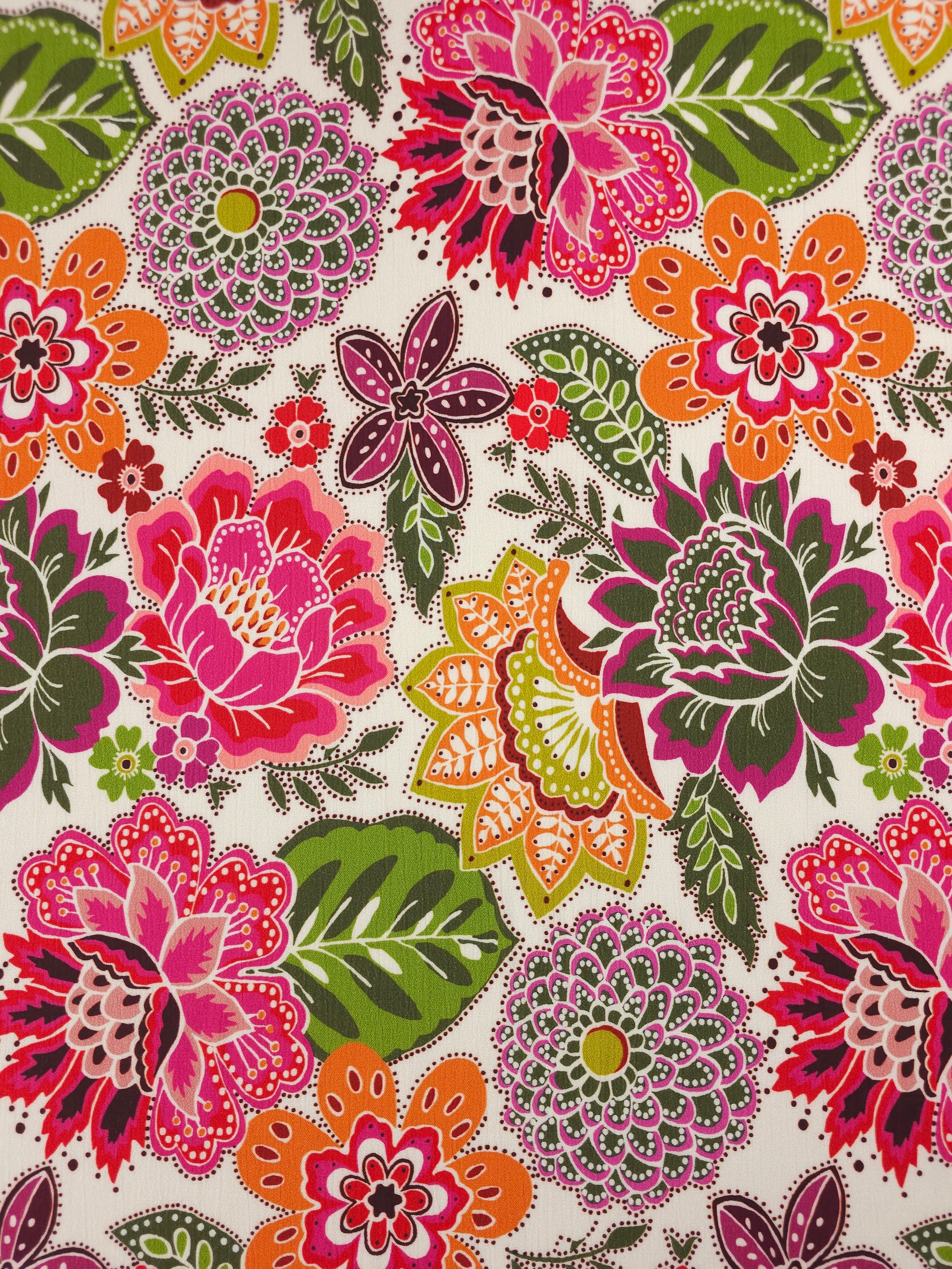 Pink/Orange Exotic Bloom Crinkle Viscose