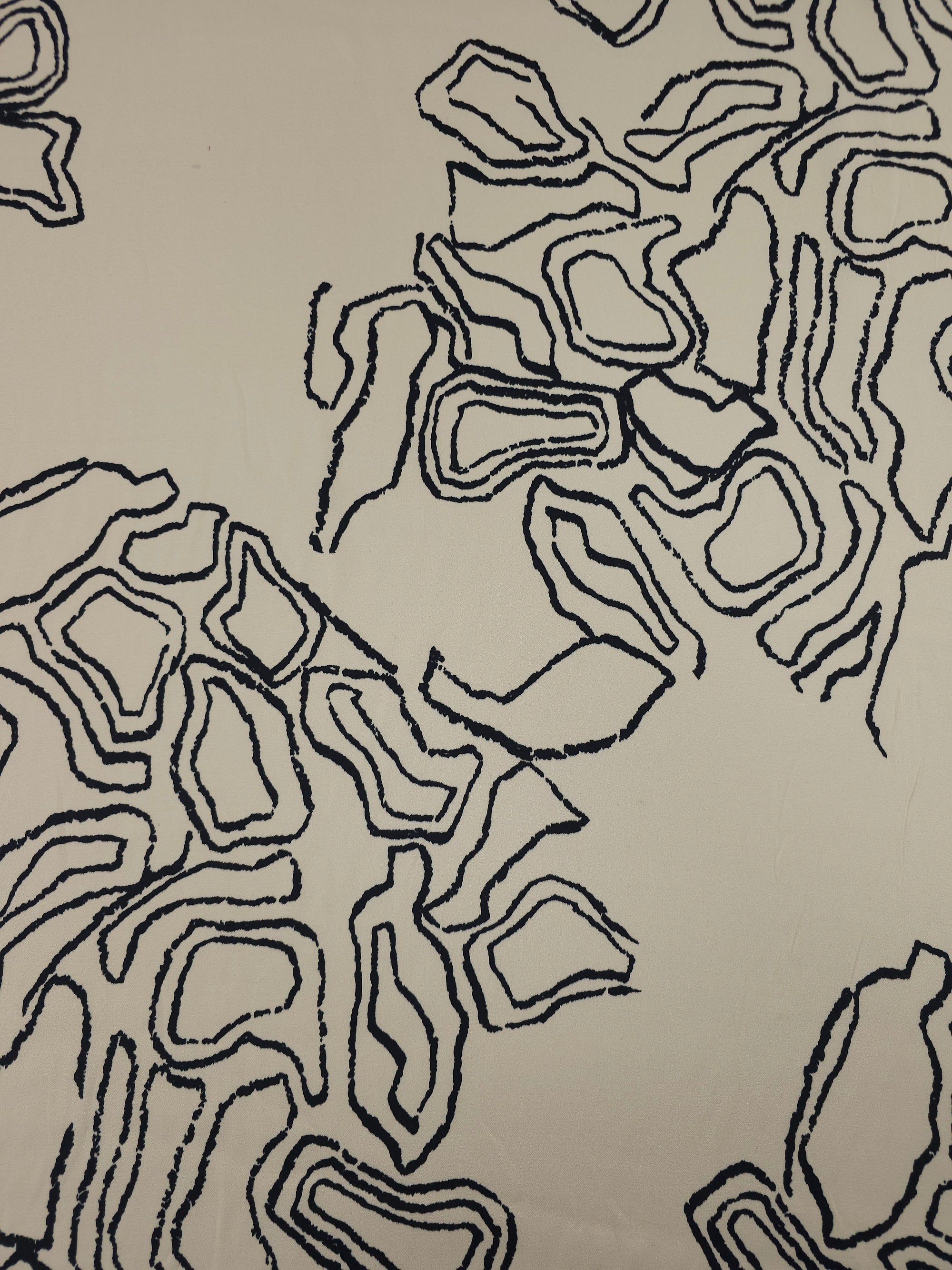 Pale Peach Abstract Squiggle Viscose Satin