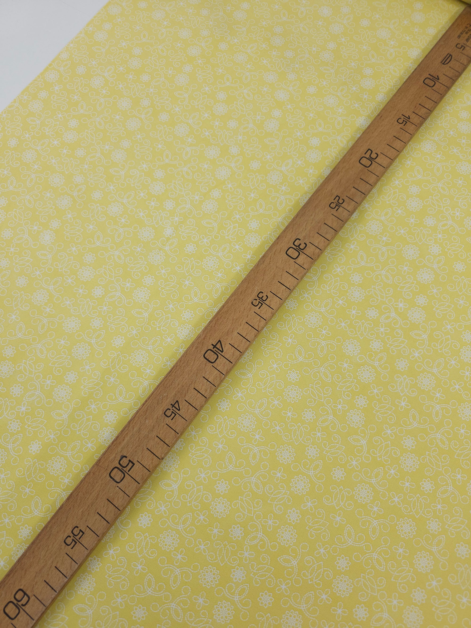 Pale Yellow Sketch Floral 100% Cotton - Benartex