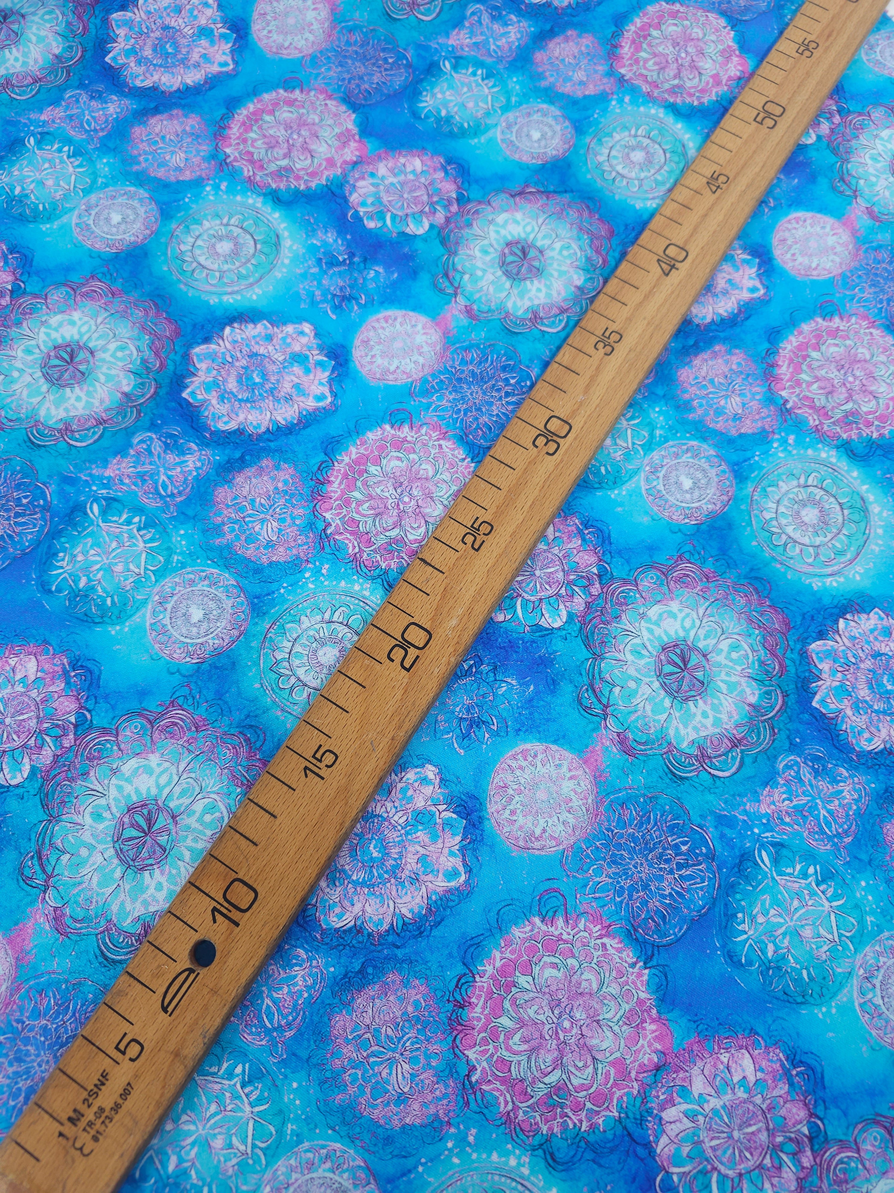 Blue Spiral Medallion 100% Cotton 106” *EXTRA WIDE*