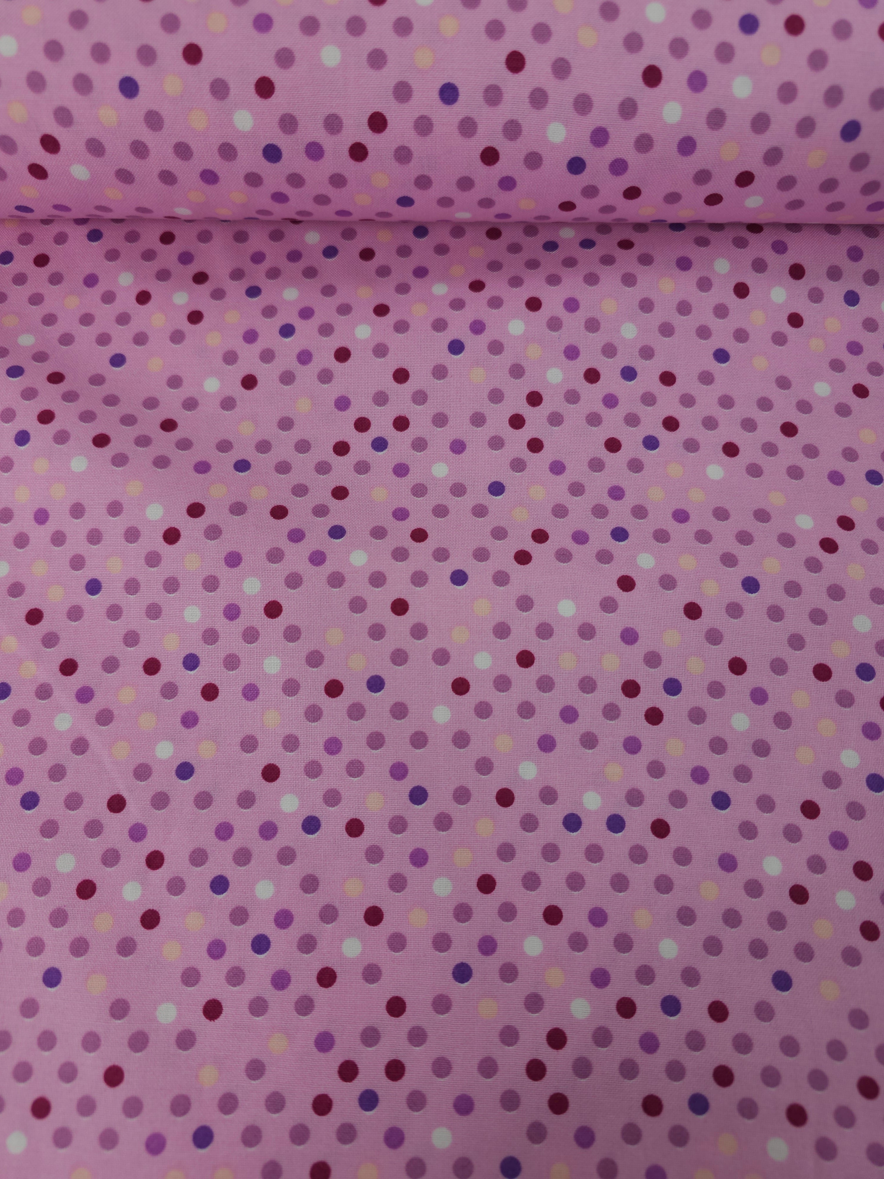 Pink Ditsy Irregular Polka Dot 100% Cotton