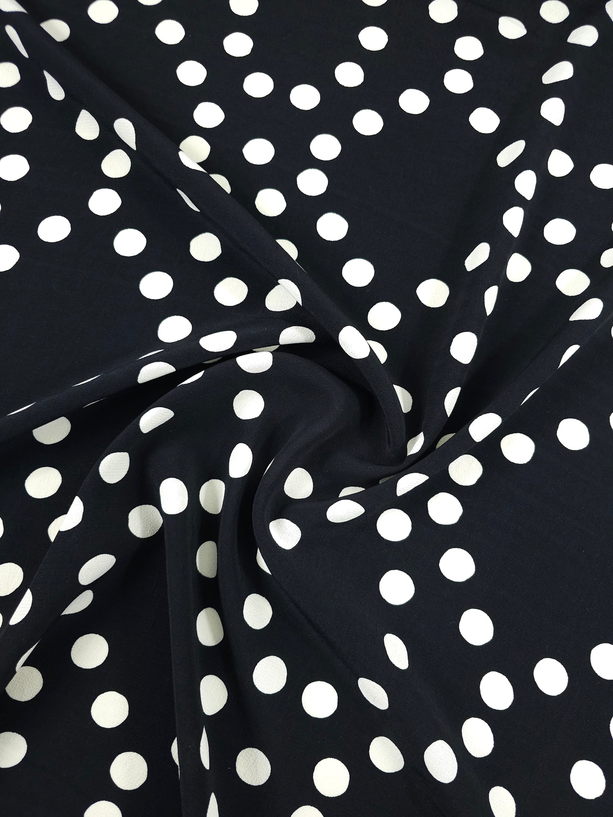 Black/Off White Opal Polka Spot Viscose Crepe