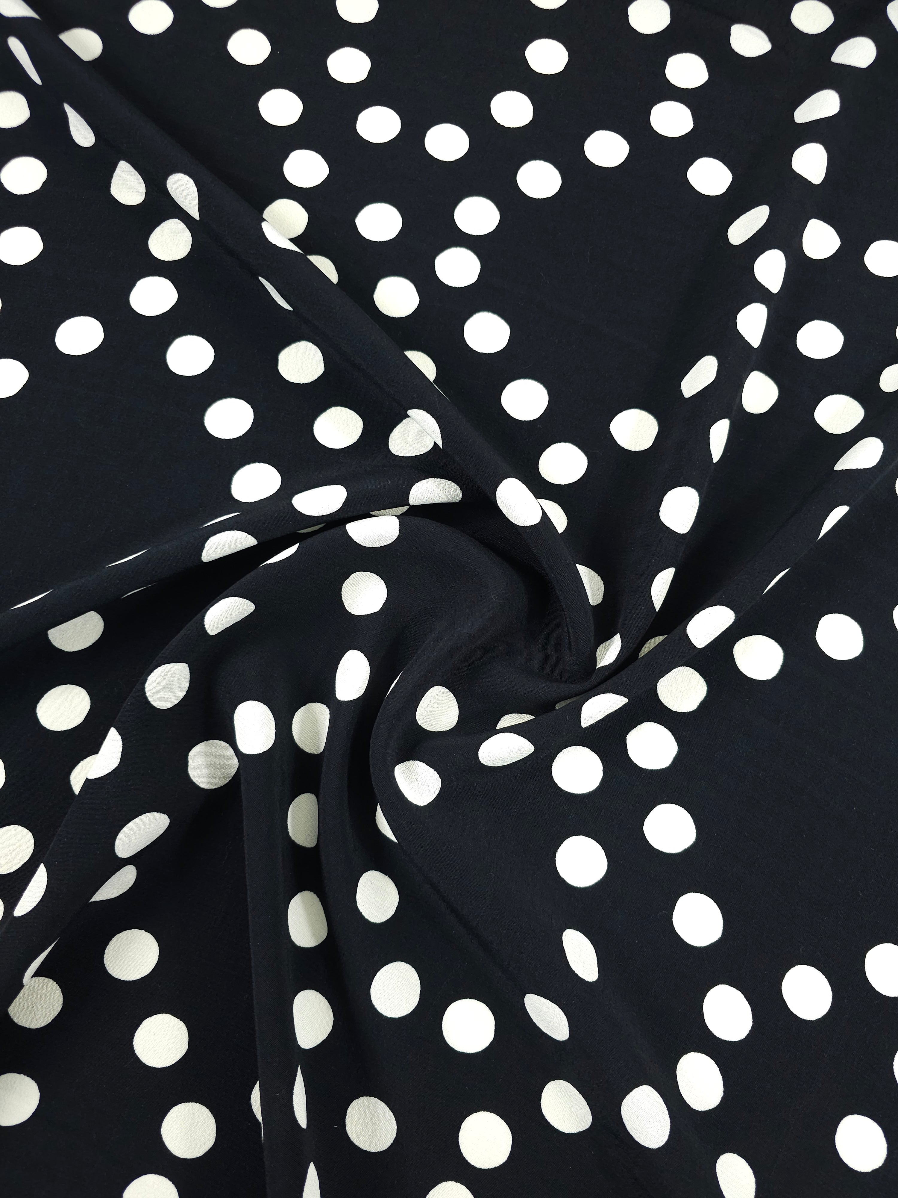 Black/Off White Opal Polka Spot Viscose Crepe