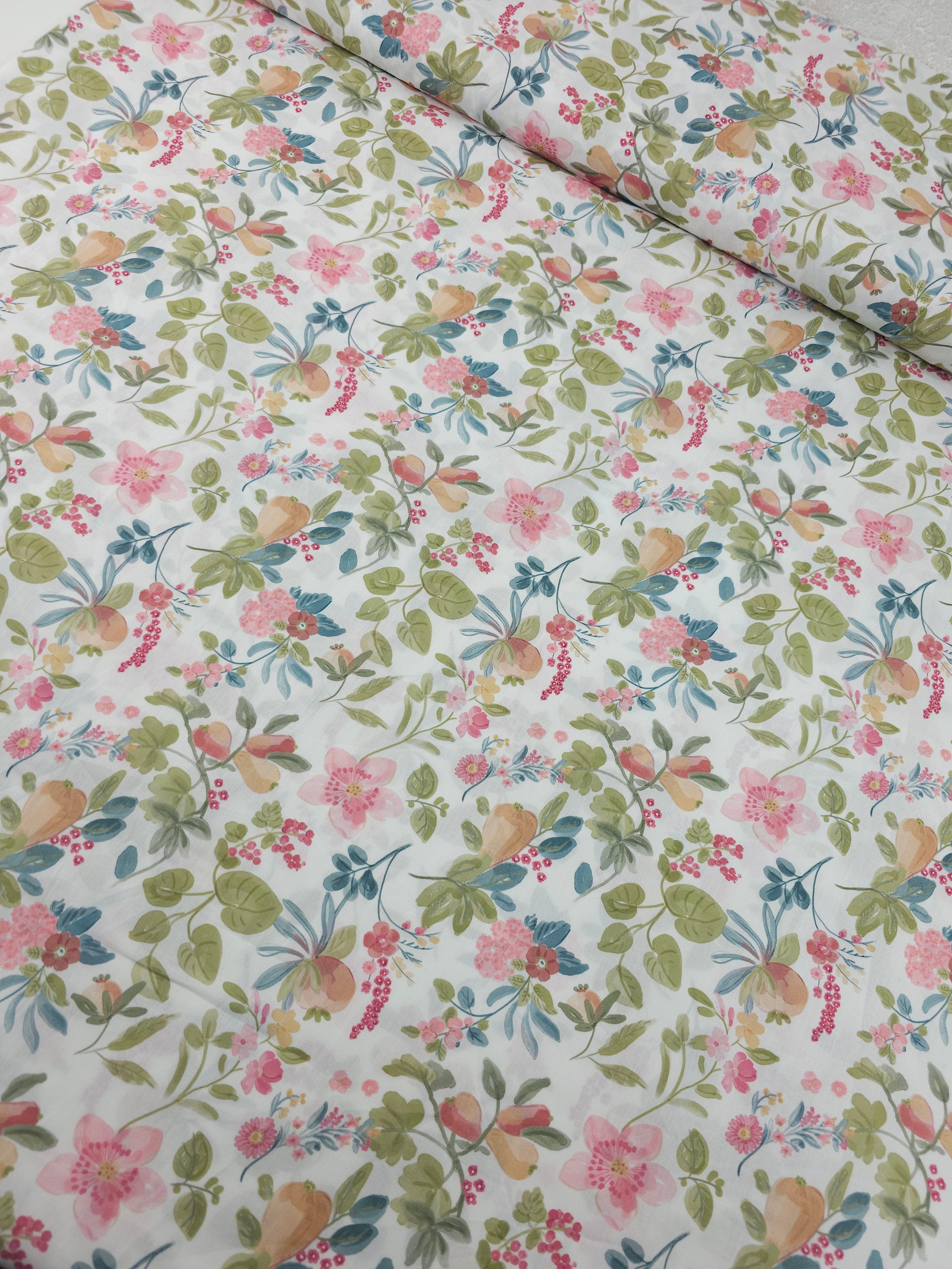 Floral Butternut Squash Stems Lightweight Cotton 57"