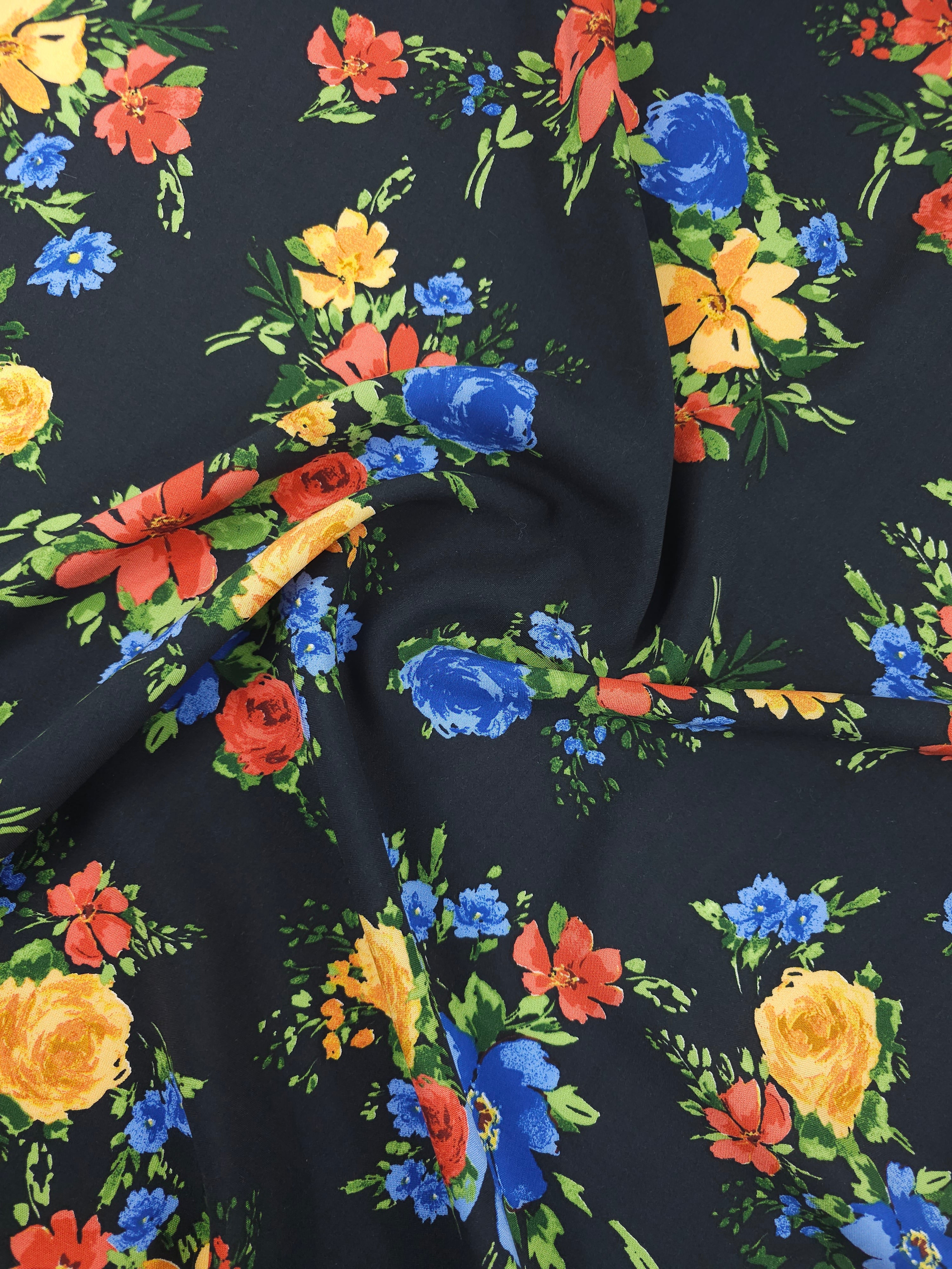 Rose Bunch Floral Viscose Challis