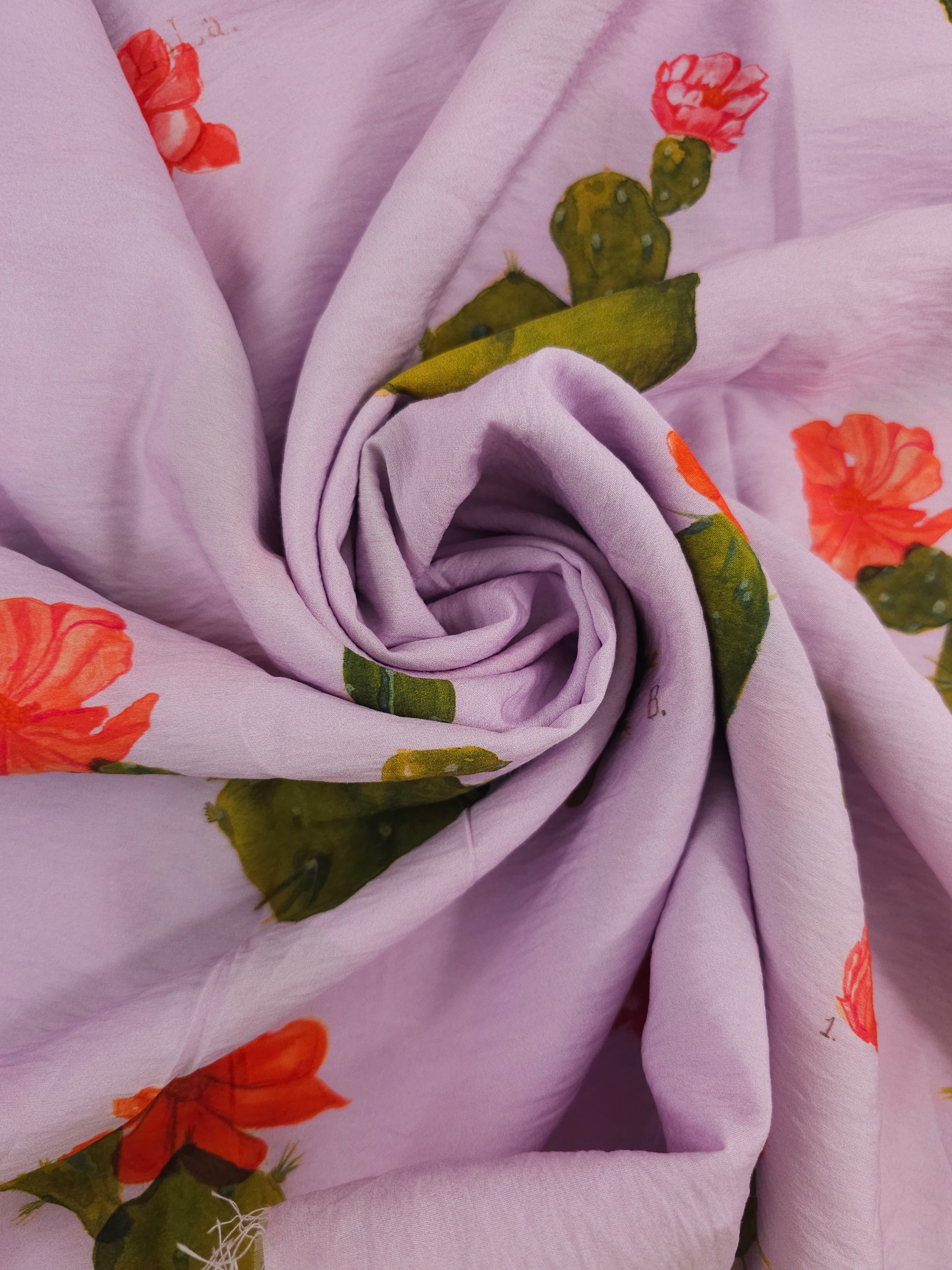 Lilac Floral Cactus Modal - 2.6m piece