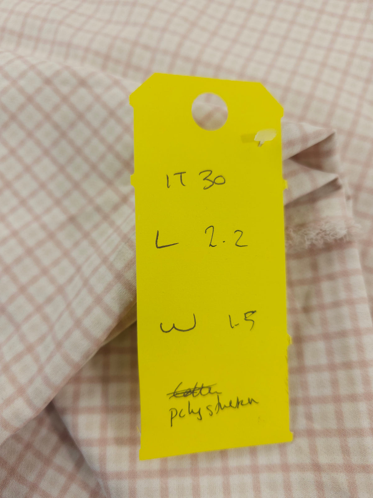 Pink plaid Polystretch- 2.2m piece