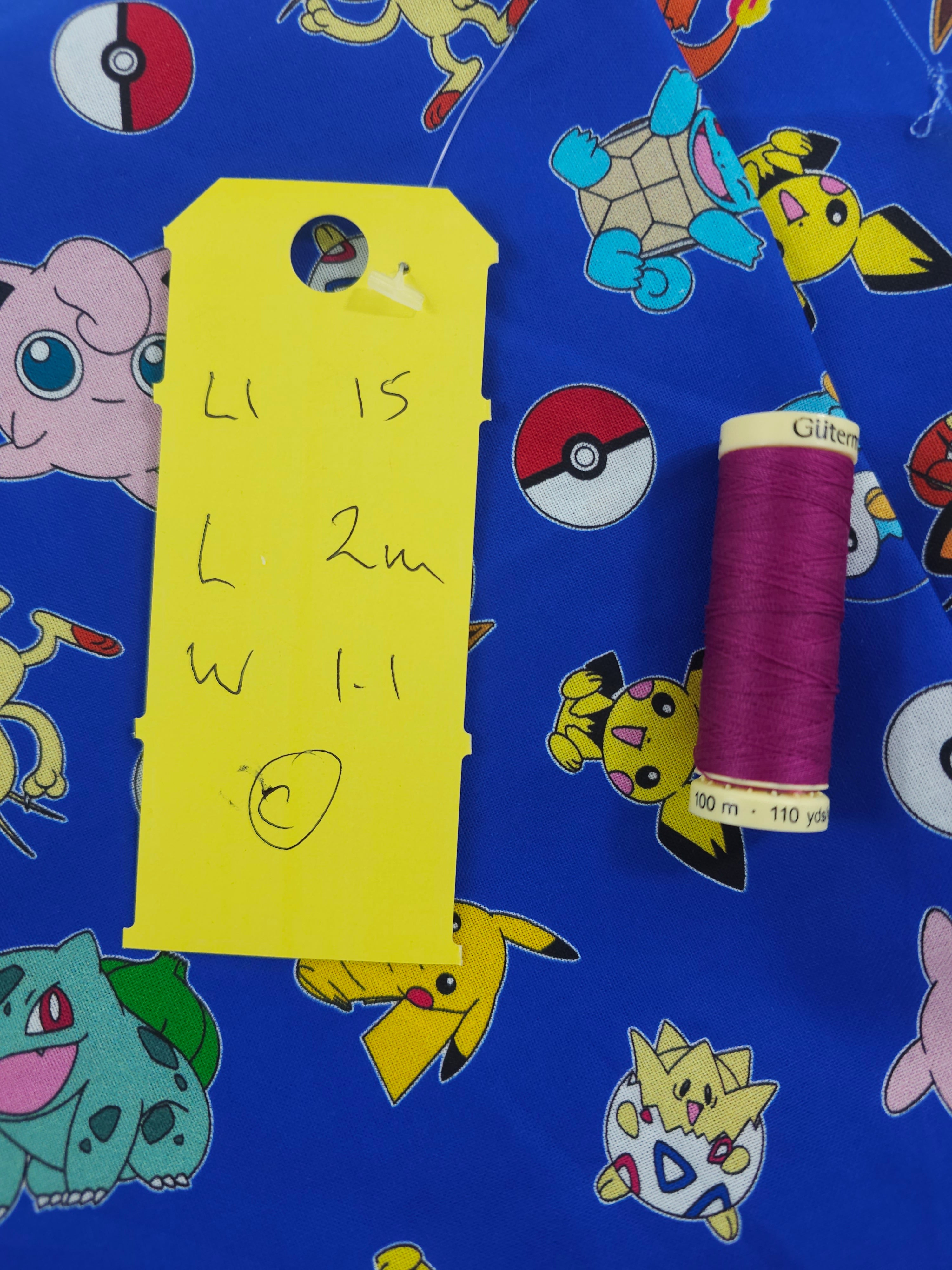 Blue Pokemon Cotton- 2m piece