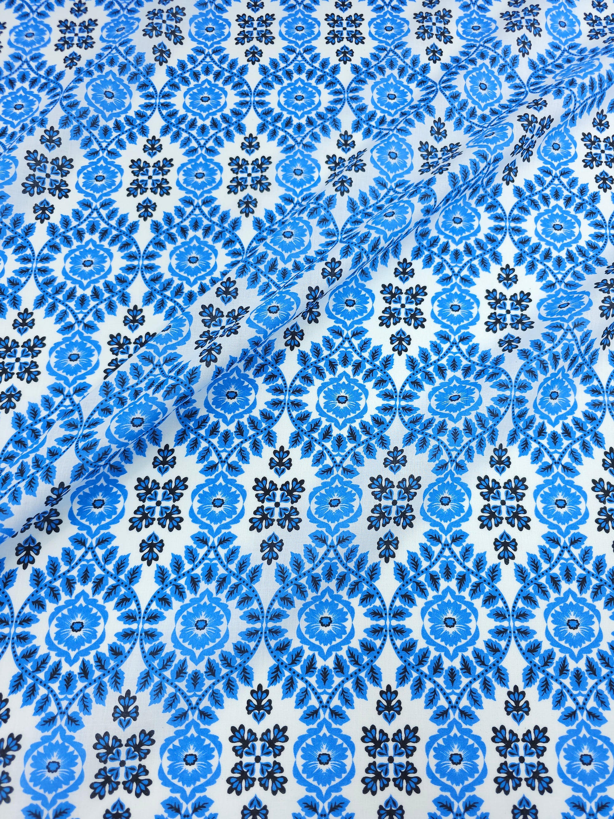 Light Blue Opal Damask Fine Cotton