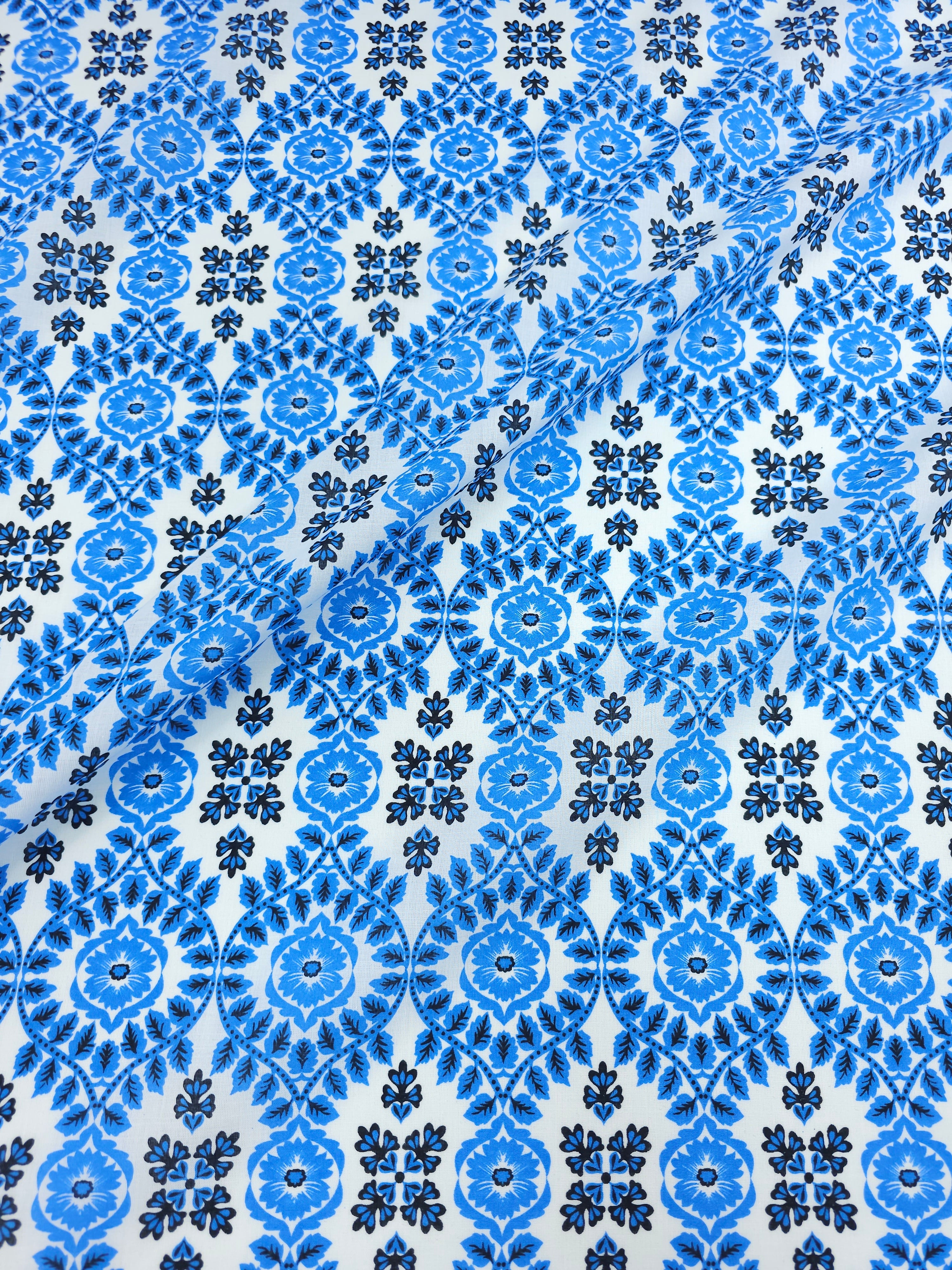 Light Blue Opal Damask Fine Cotton