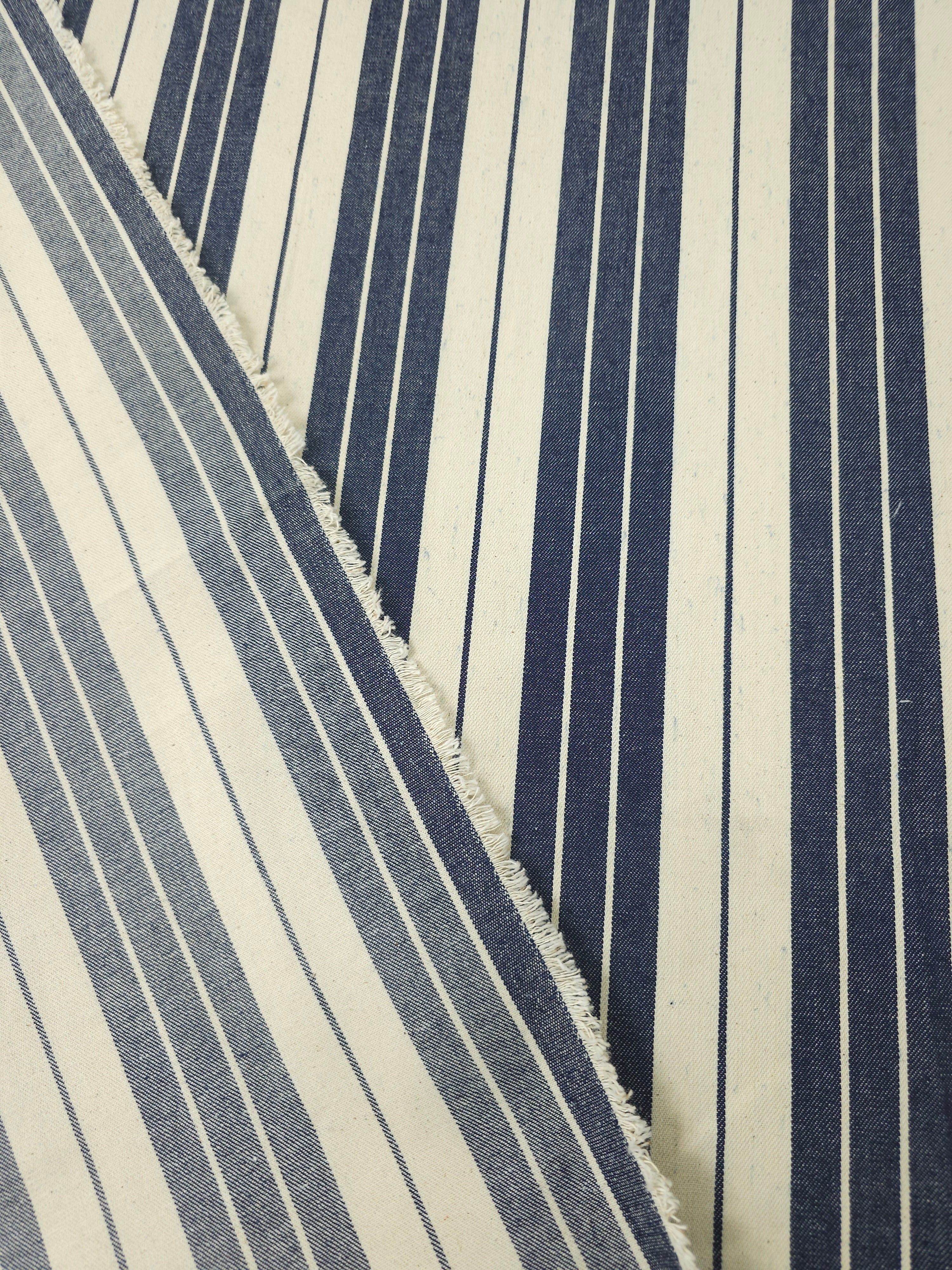 Cream/Navy Multi Stripe Denim
