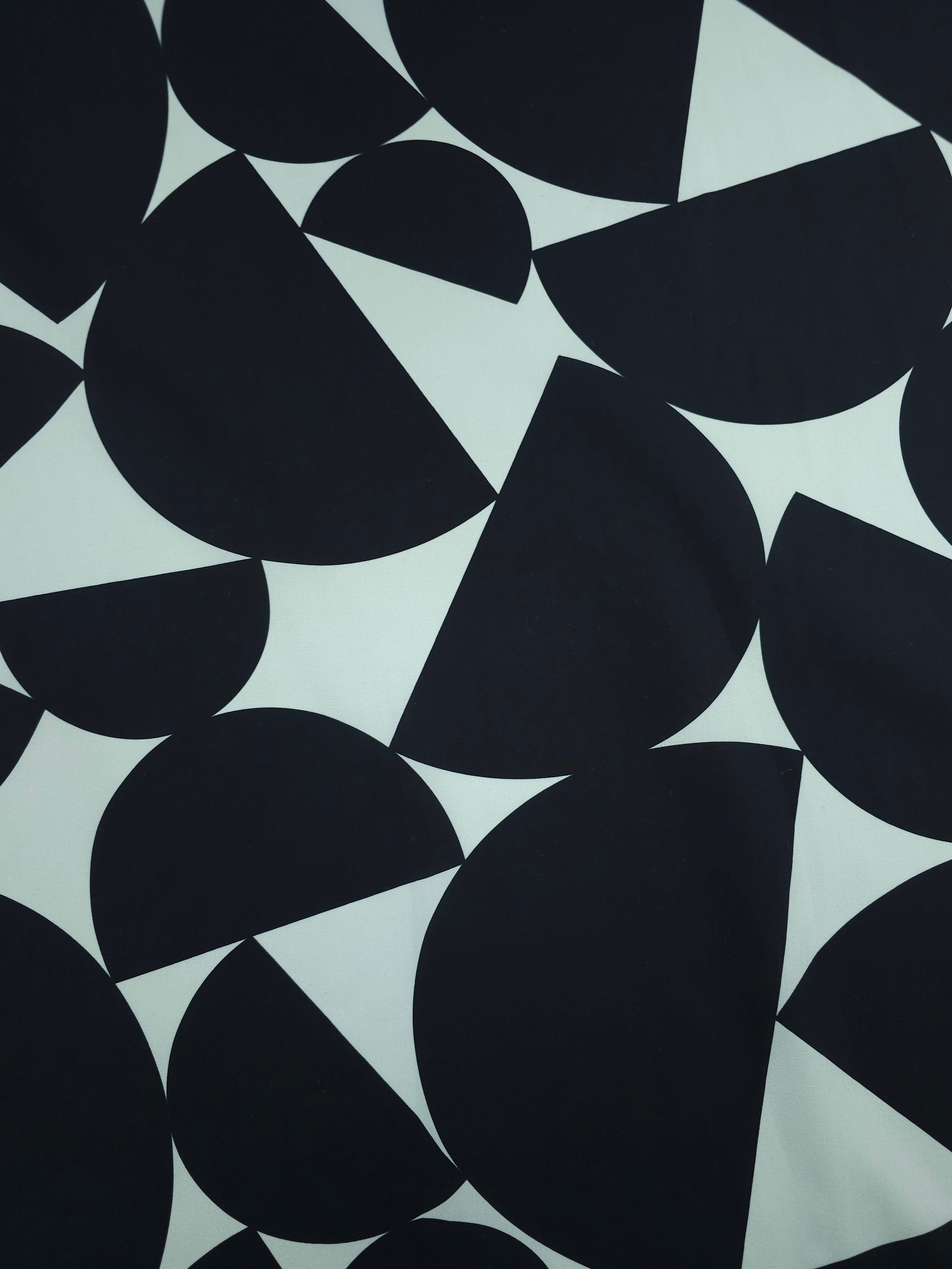 Minty Grey/Black Geometric Shape Cotton Poplin