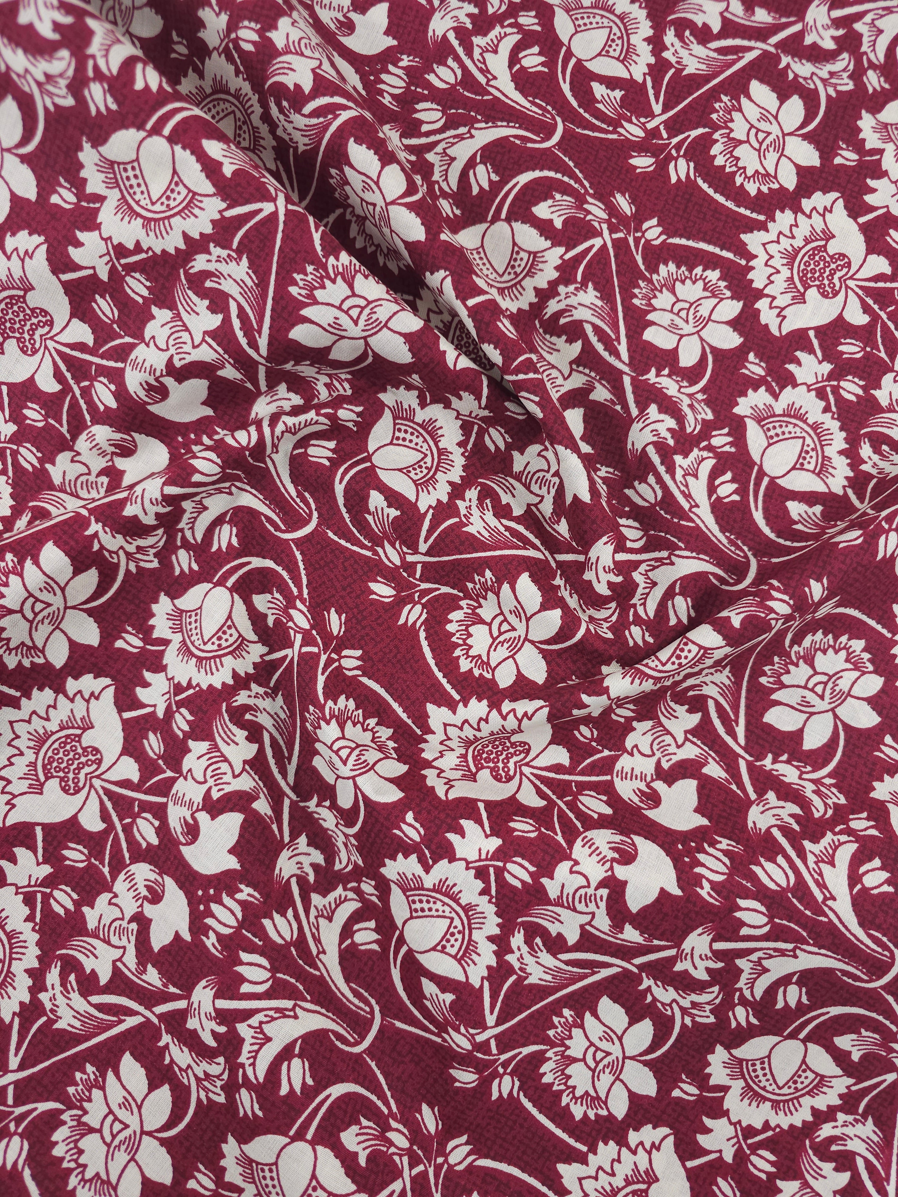 Wine/Cream Vintage Floral 100% Cotton 96"